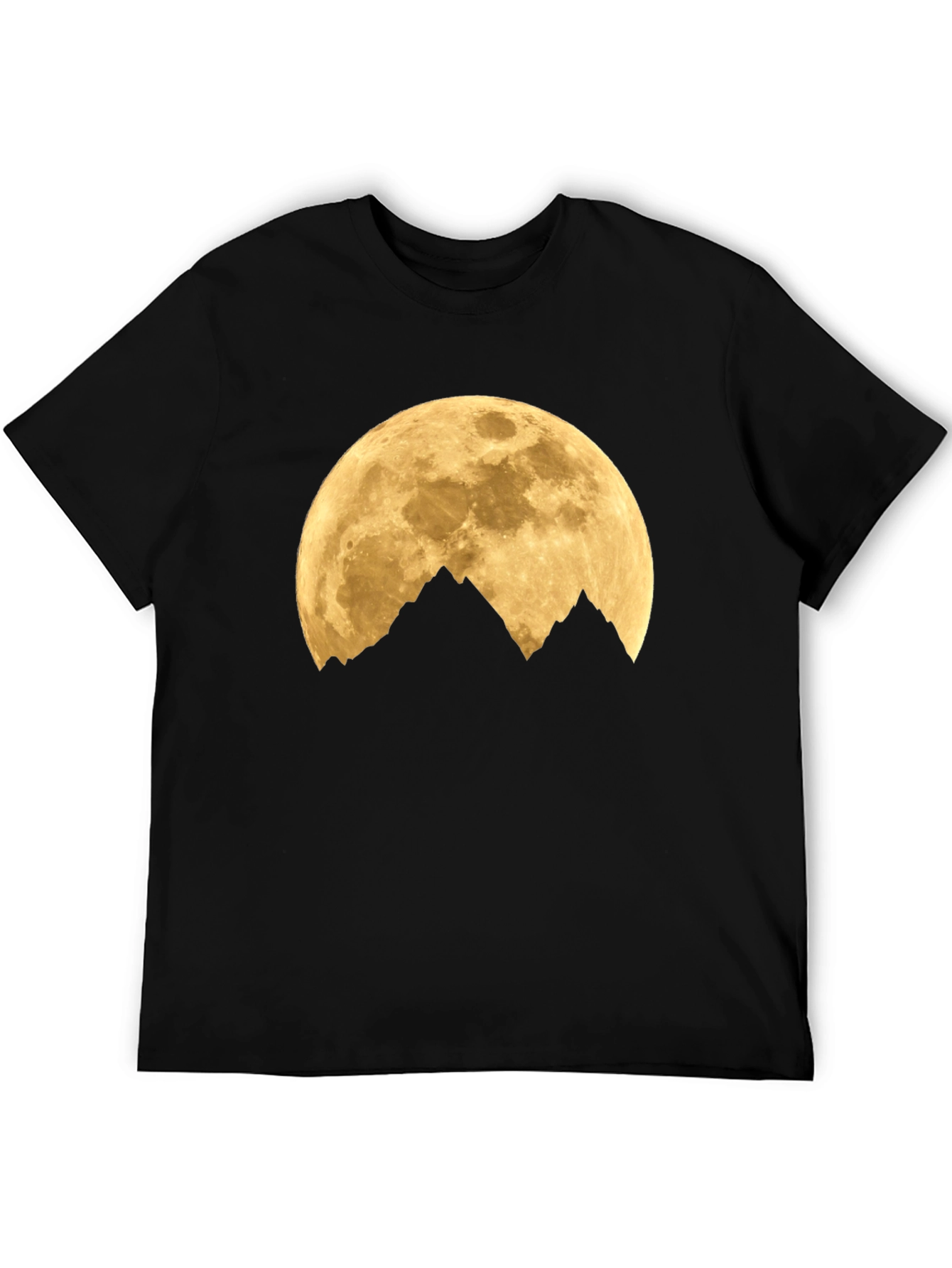 Black Moon Over Mountains Graphic Tee - Black Cotton Blend view 5