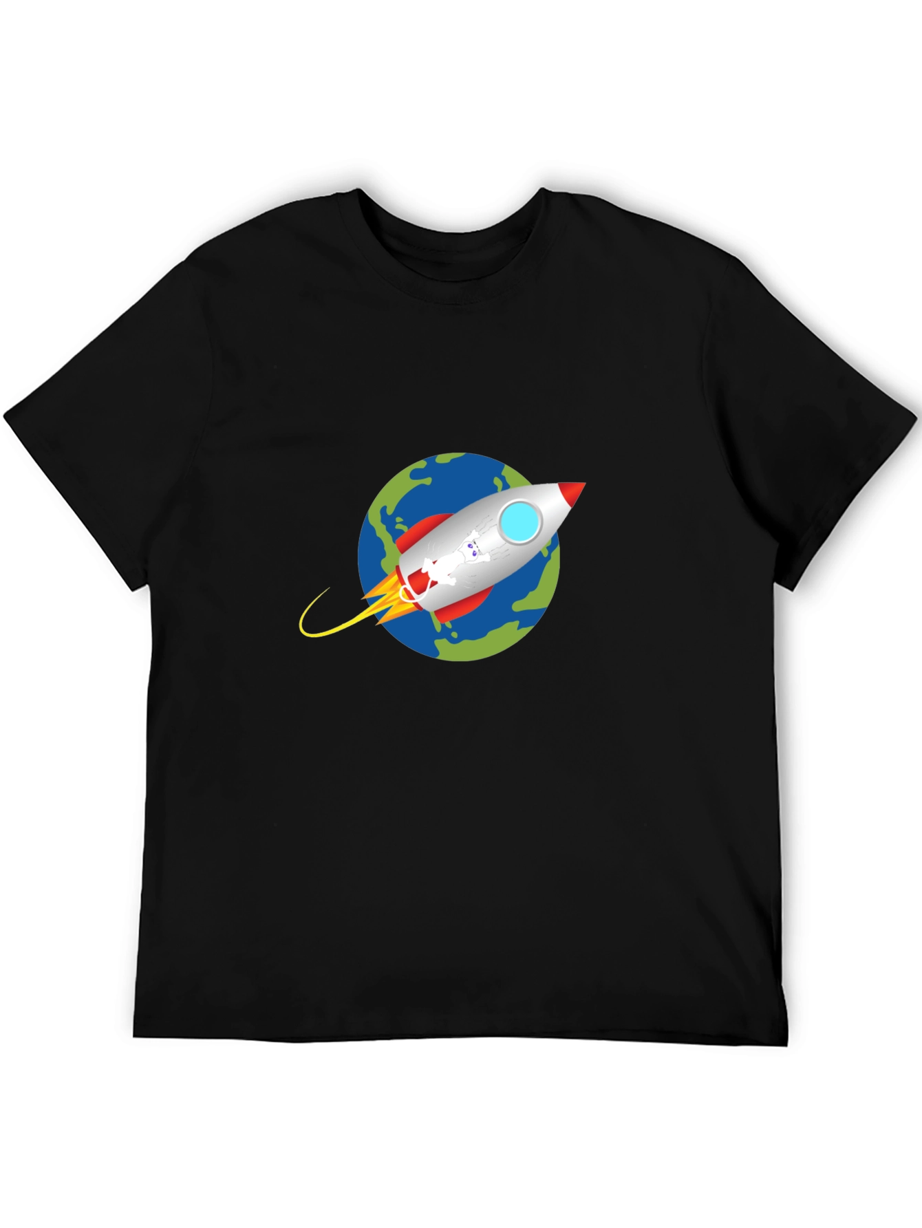 Black Rocket Earth Graphic Tee - Black Cotton Casual view 5