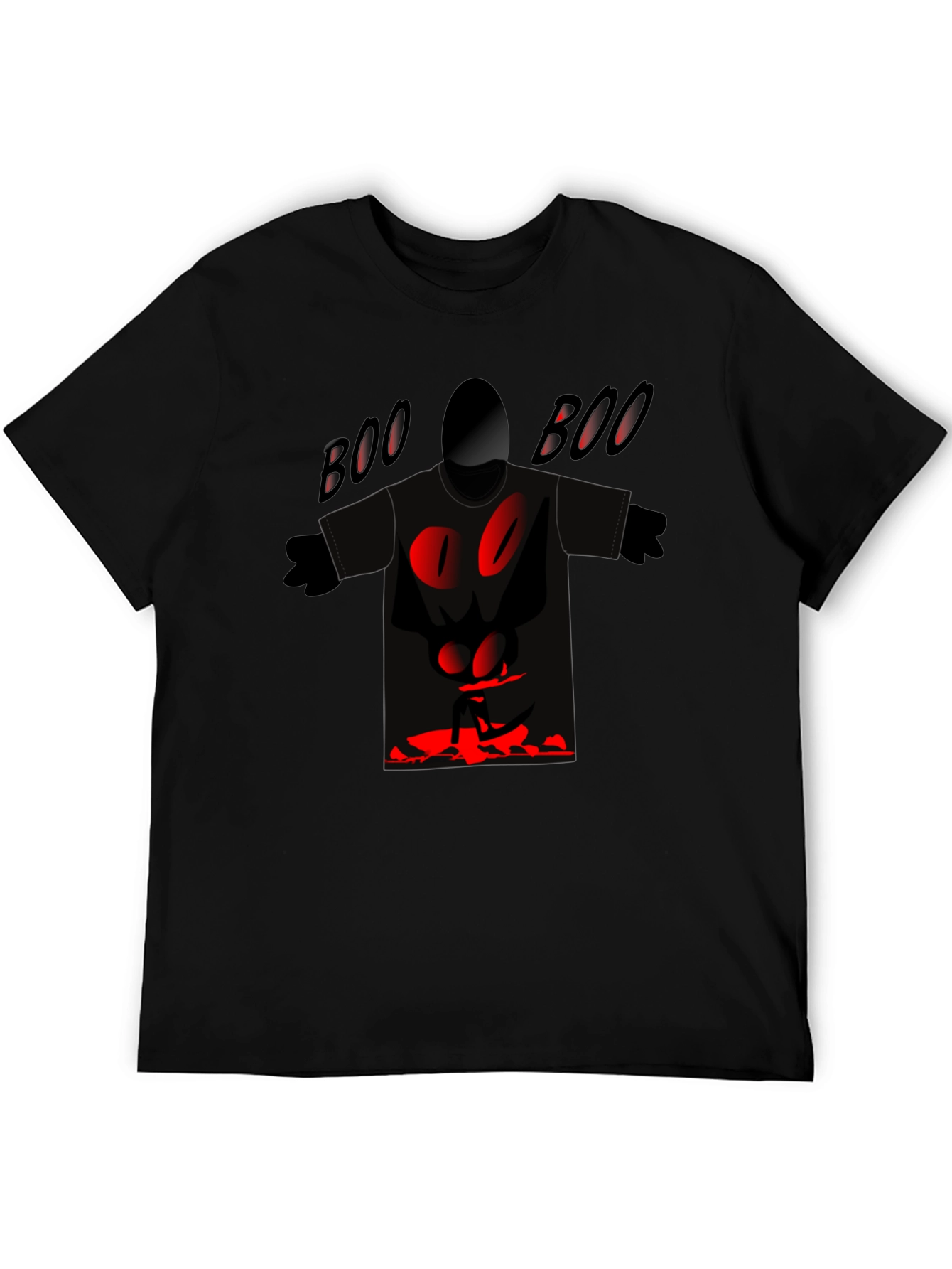 Black Spooky "Boo" Graphic Tee - Black Cotton Blend view 5