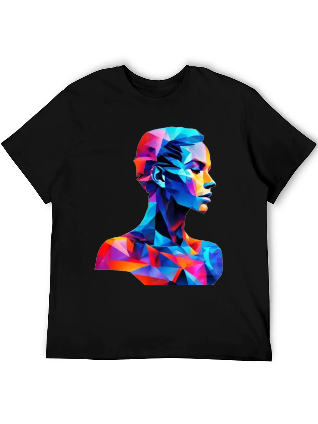 Abstract Geometric Face Graphic Black T-Shirt - 5