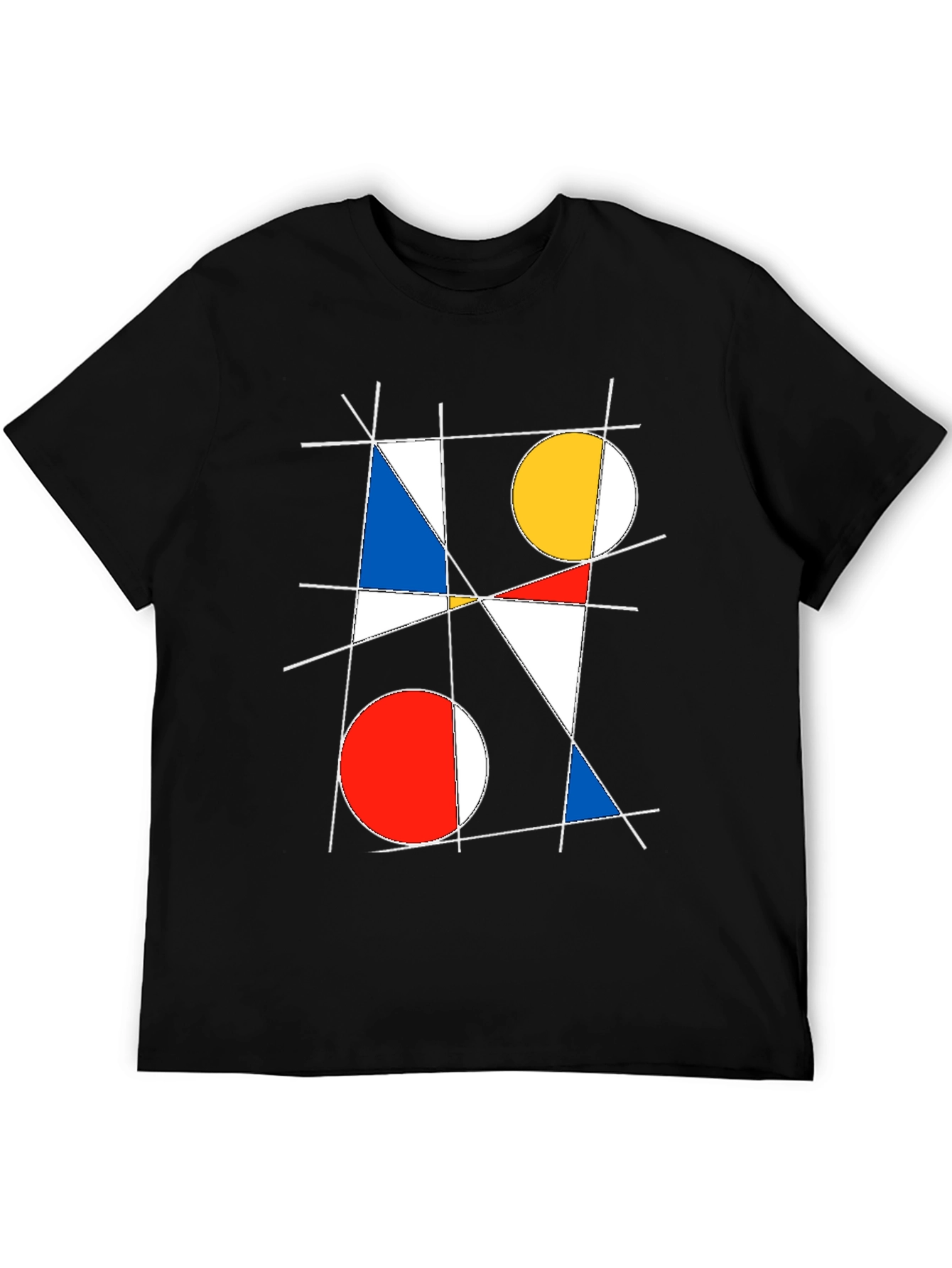 Black Geometric Abstract Art Graphic T-Shirt view 5