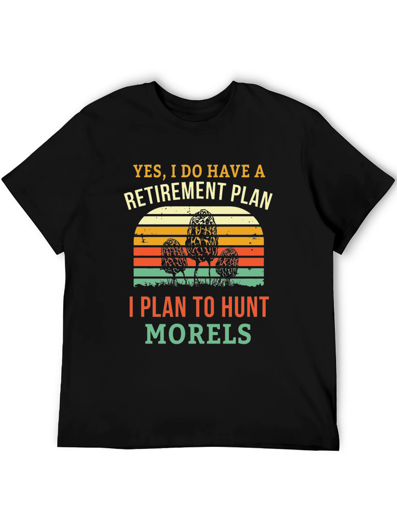 Black Retirement Morel Mushroom Hunting T-Shirt view 5