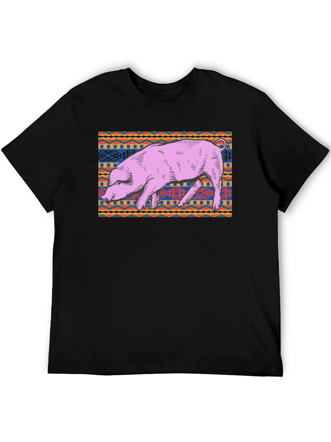 Black Pig Graphic Tee - Unique Tribal Pattern, Casual Cotton Shirt view 5