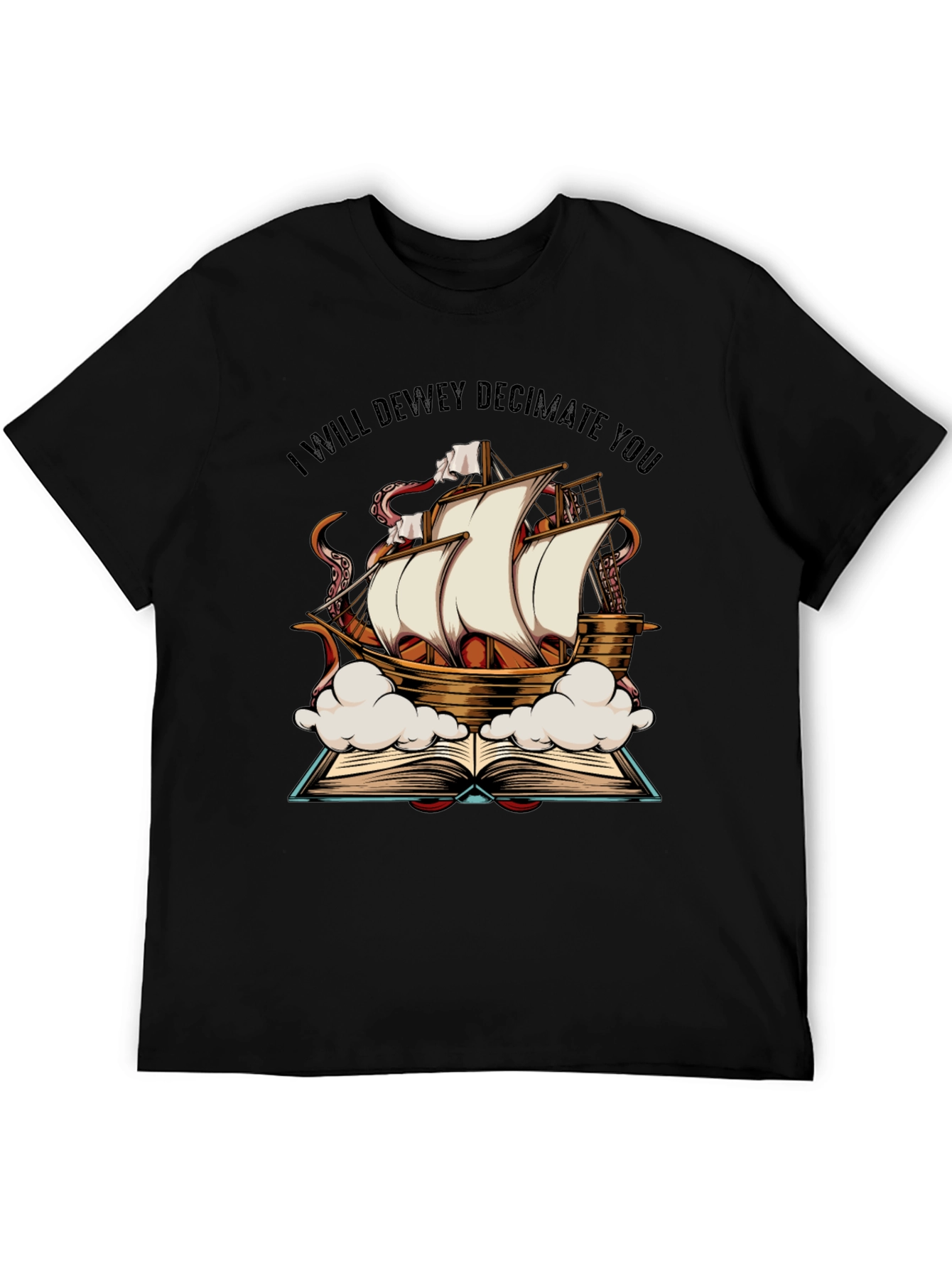 Black Dewey Decimate Kraken Ship T-Shirt view 5