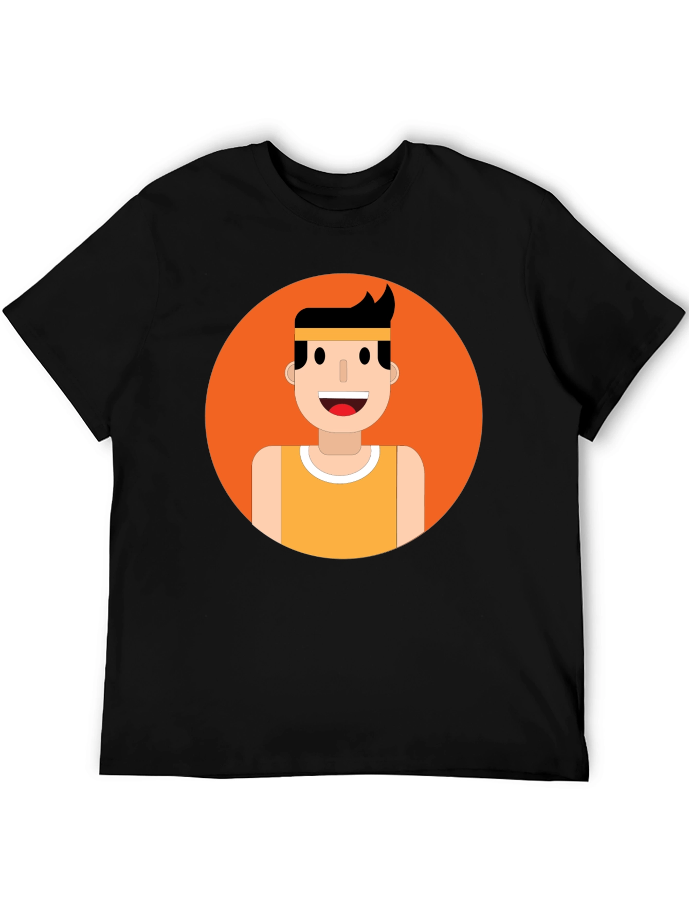 Black Men's Graphic Tee - Smiling Runner Design view 5