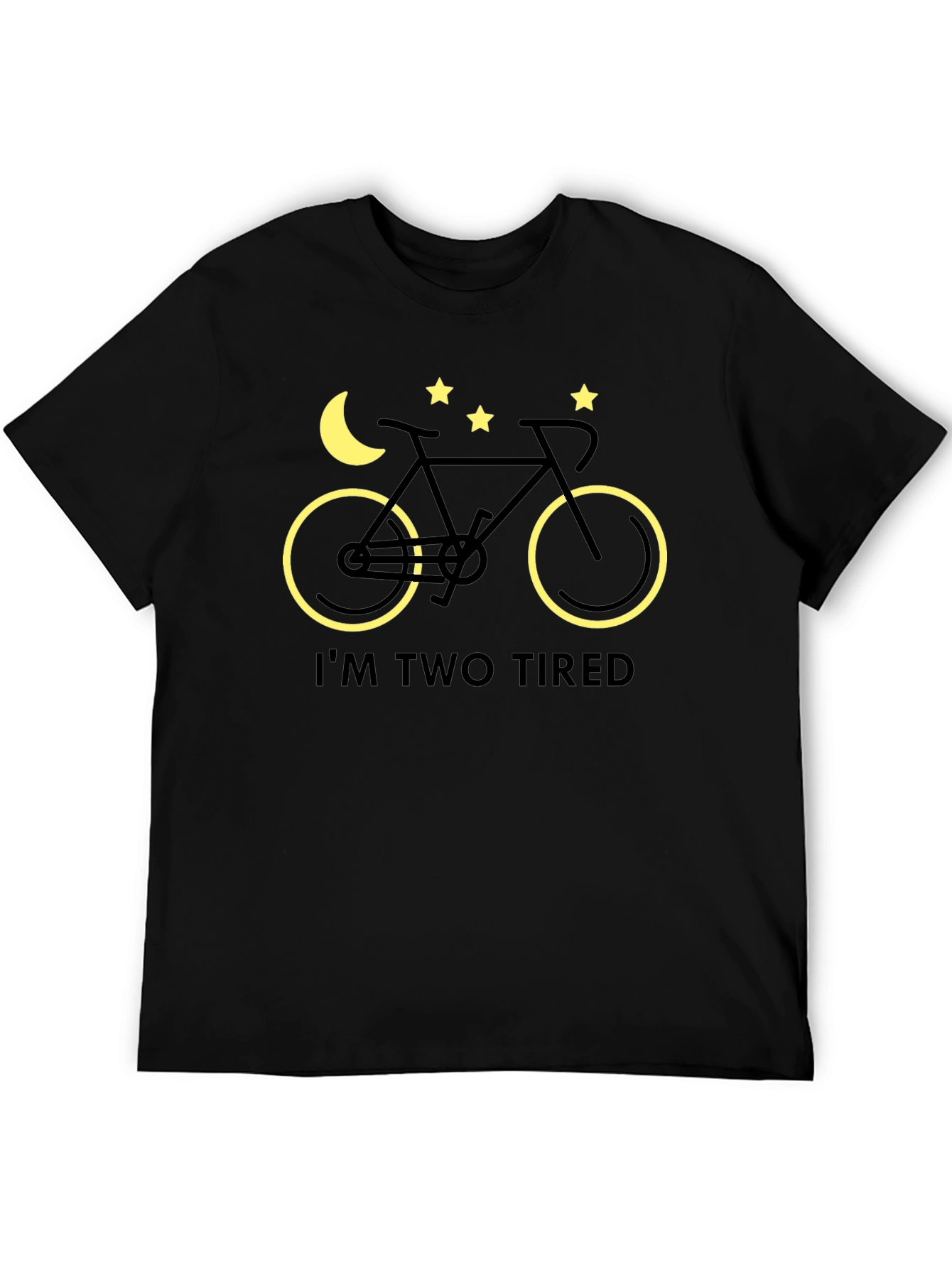 Black I'm Two Tired Bike T-Shirt - Night Ride Funny Tee view 5