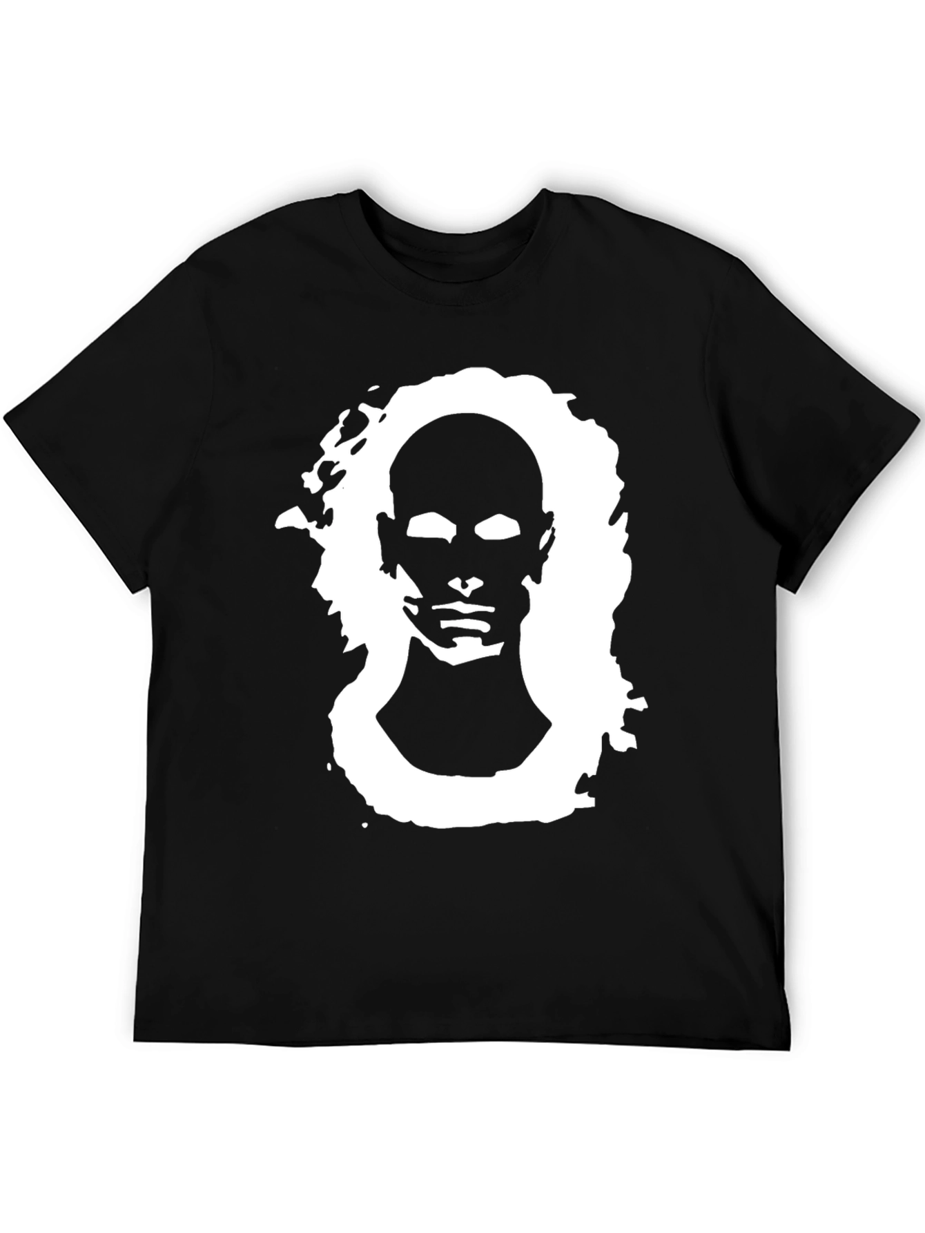 Black Abstract Portrait Graphic Black Tee view 5