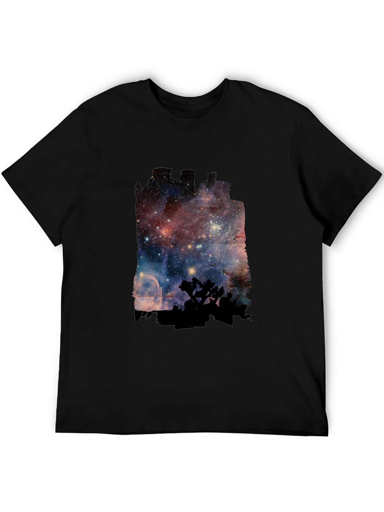 Black Nebula Silhouette T-Shirt - Cosmic Design view 5