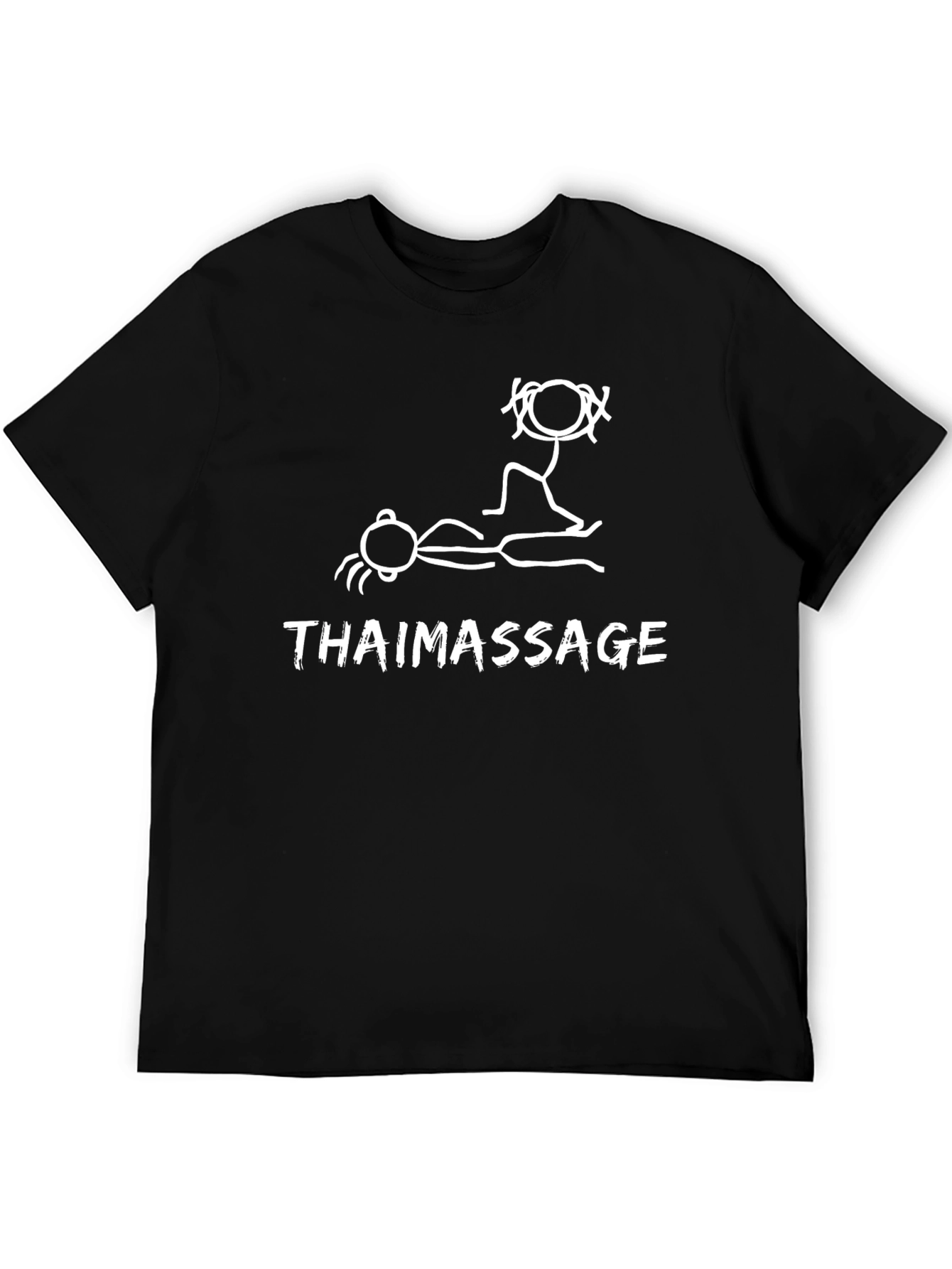 Black Thai Massage Graphic Tee - Funny Stick Figure Design view 5