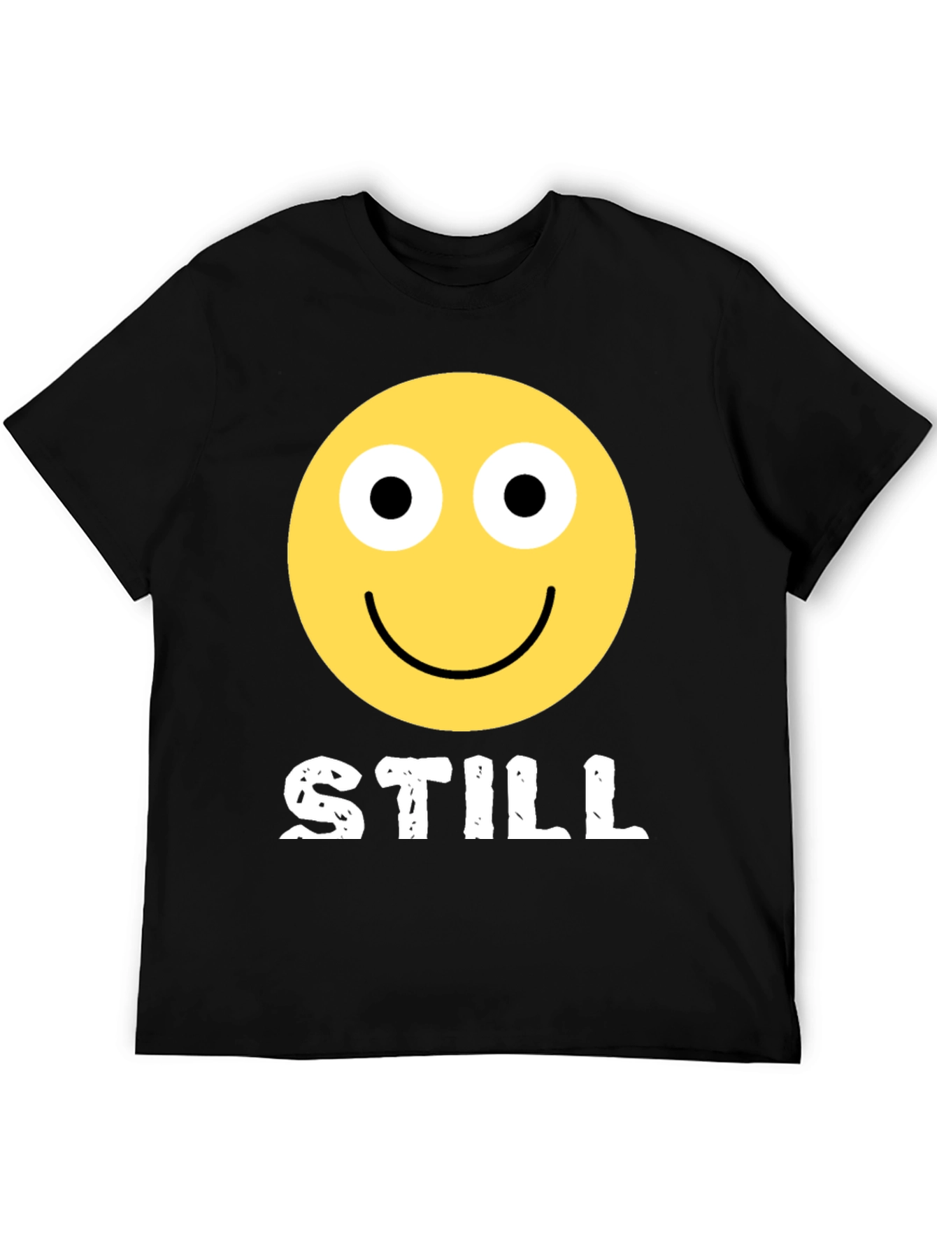 Black STILL Smiley Face Graphic Tee - Adult Humor Black T-Shirt view 5