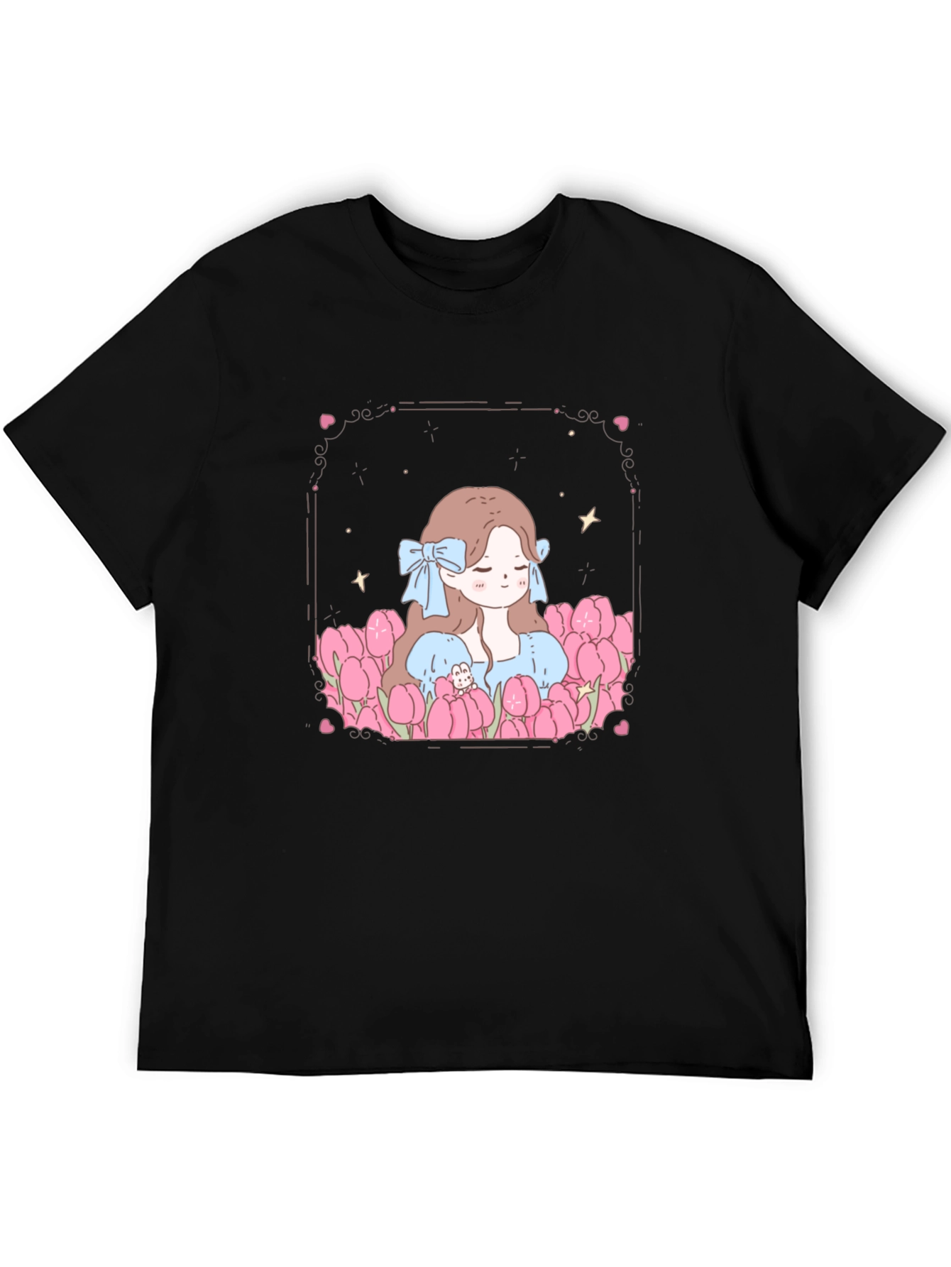 Black Girl in Tulips Black Graphic Tee view 5
