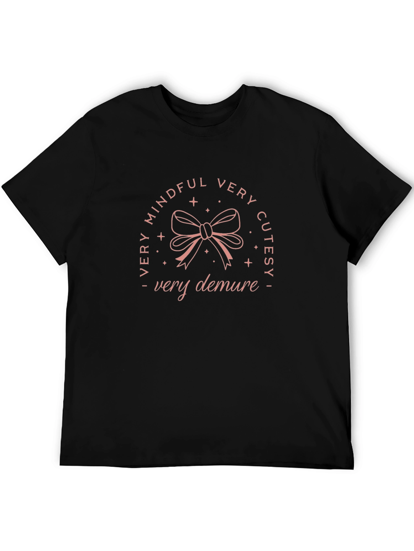 Black Mindful Cutesy Bow Graphic Tee - Soft Black Cotton view 5