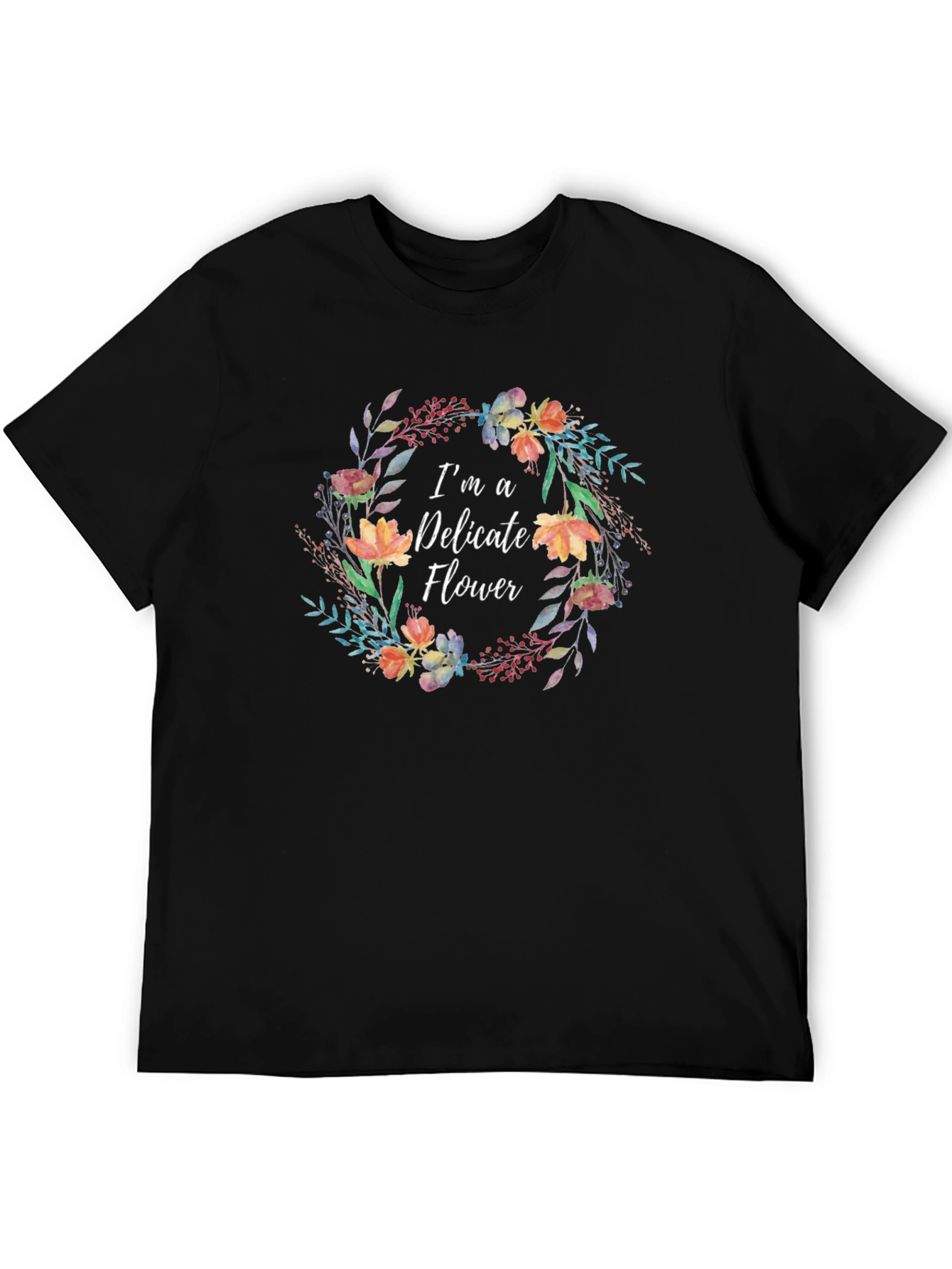 Black Delicate Flower Graphic Tee - Black view 5