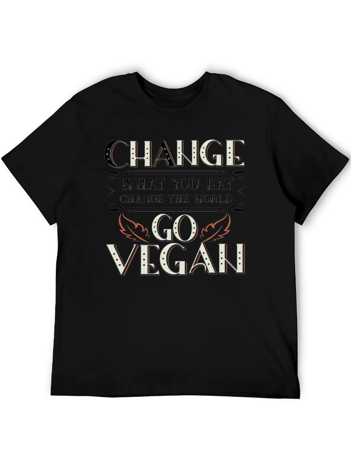 Black Change Go Vegan T-Shirt - Eat to Change the World view 5