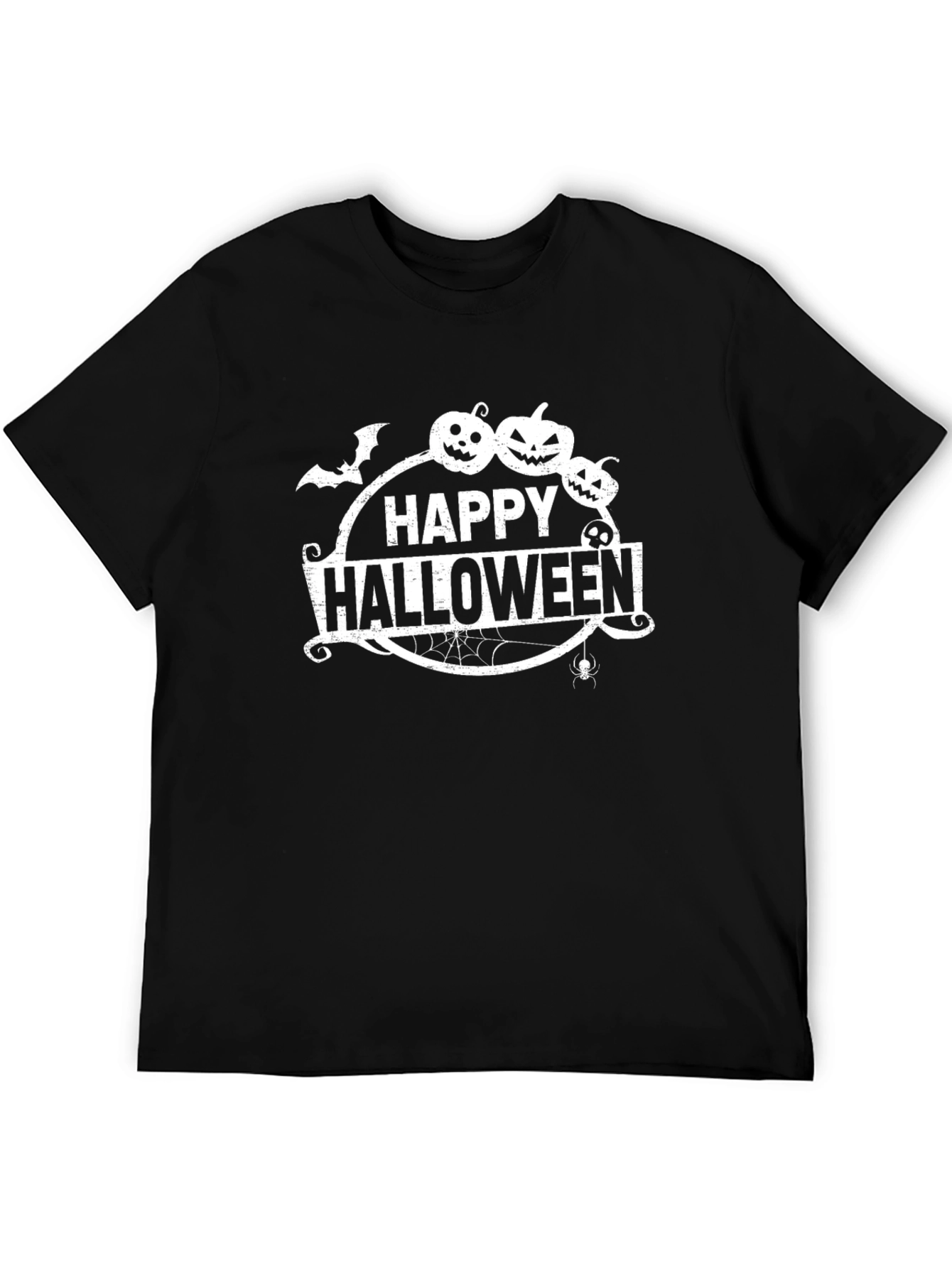 Black Happy Halloween Graphic Tee - Spooky Season Shirt view 5