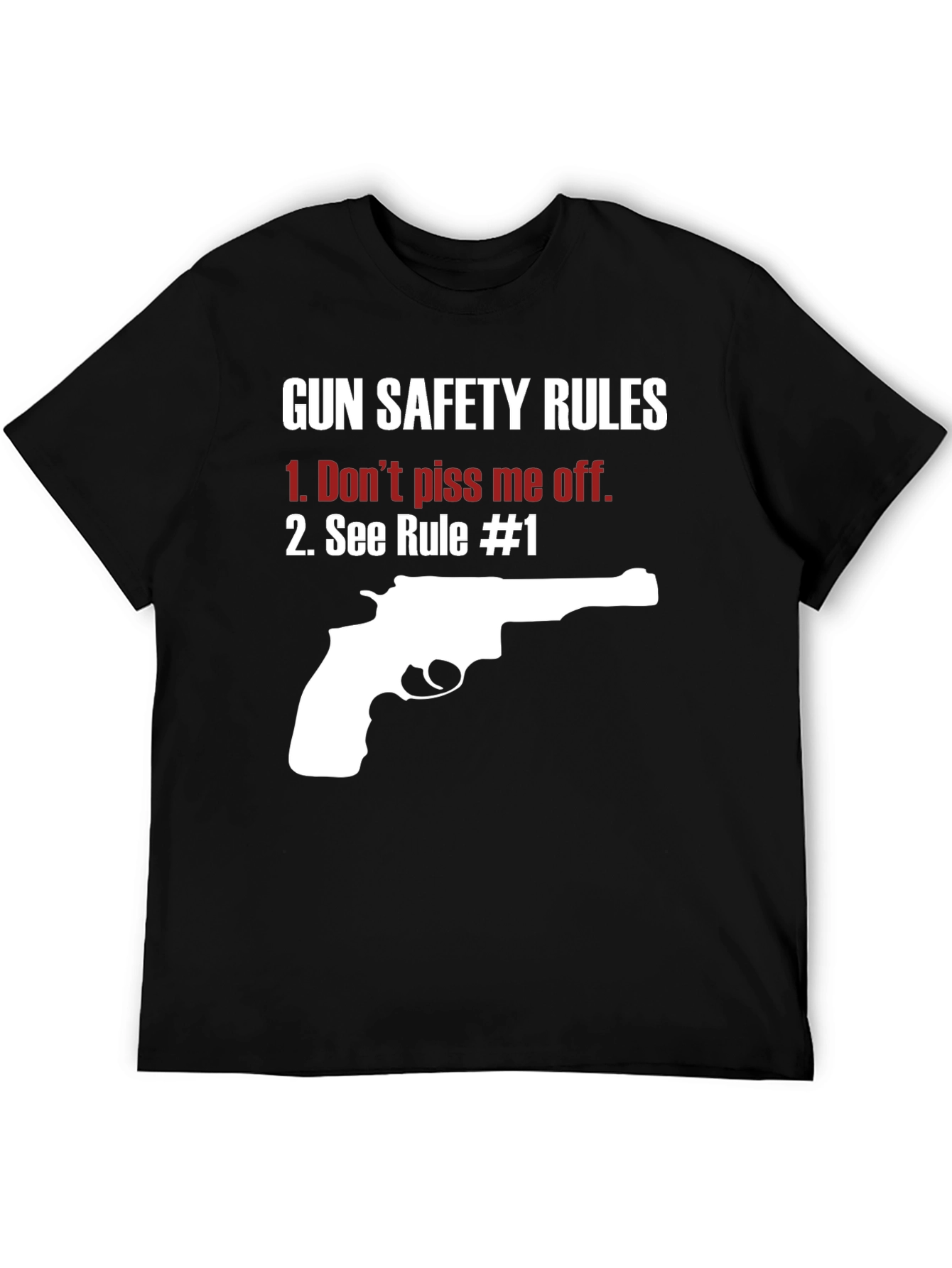 Black Gun Safety Rules Graphic T-Shirt view 5