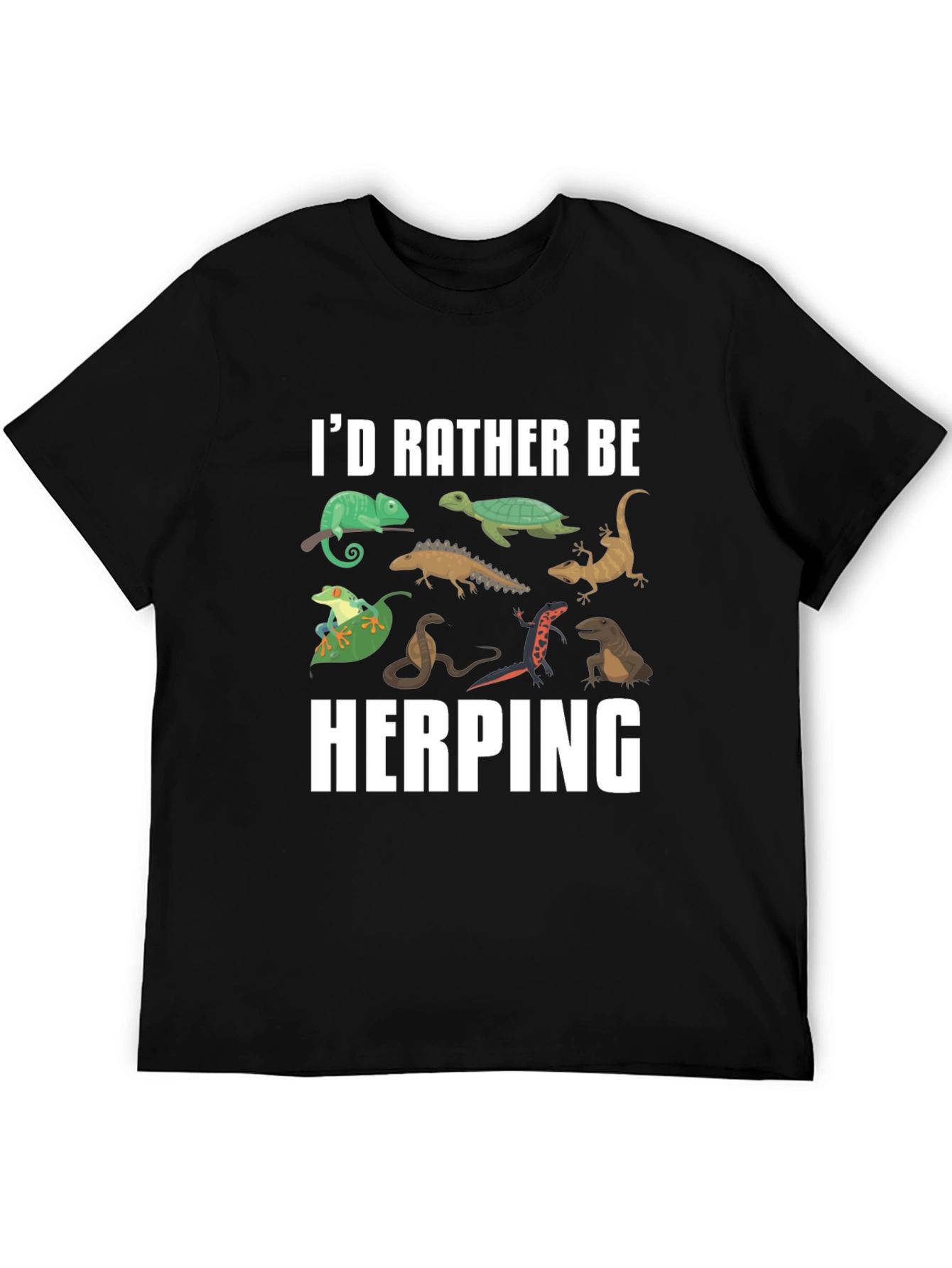 Black Herping Reptile T-Shirt - I'd Rather Be Herping view 5