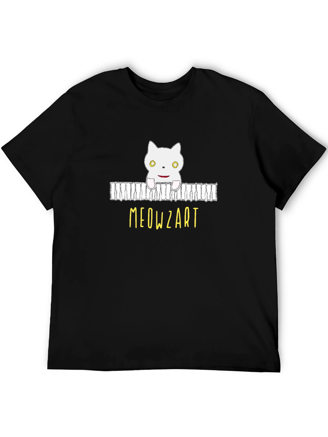 Black Meowzart Cat Piano T-Shirt - Music Lover Tee view 5