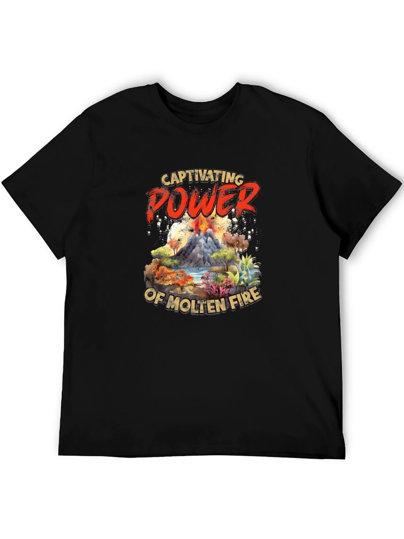 Black Captivating Power Molten Fire Graphic Tee view 5