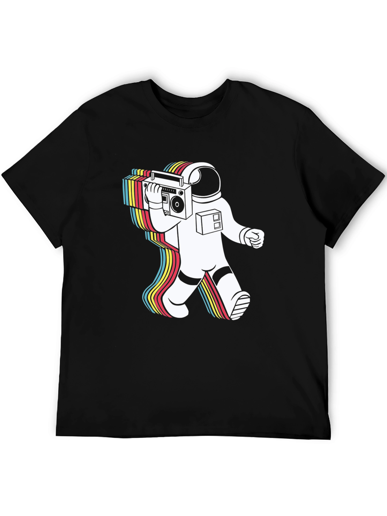 Black Retro Astronaut Boombox Graphic Tee - Black view 5