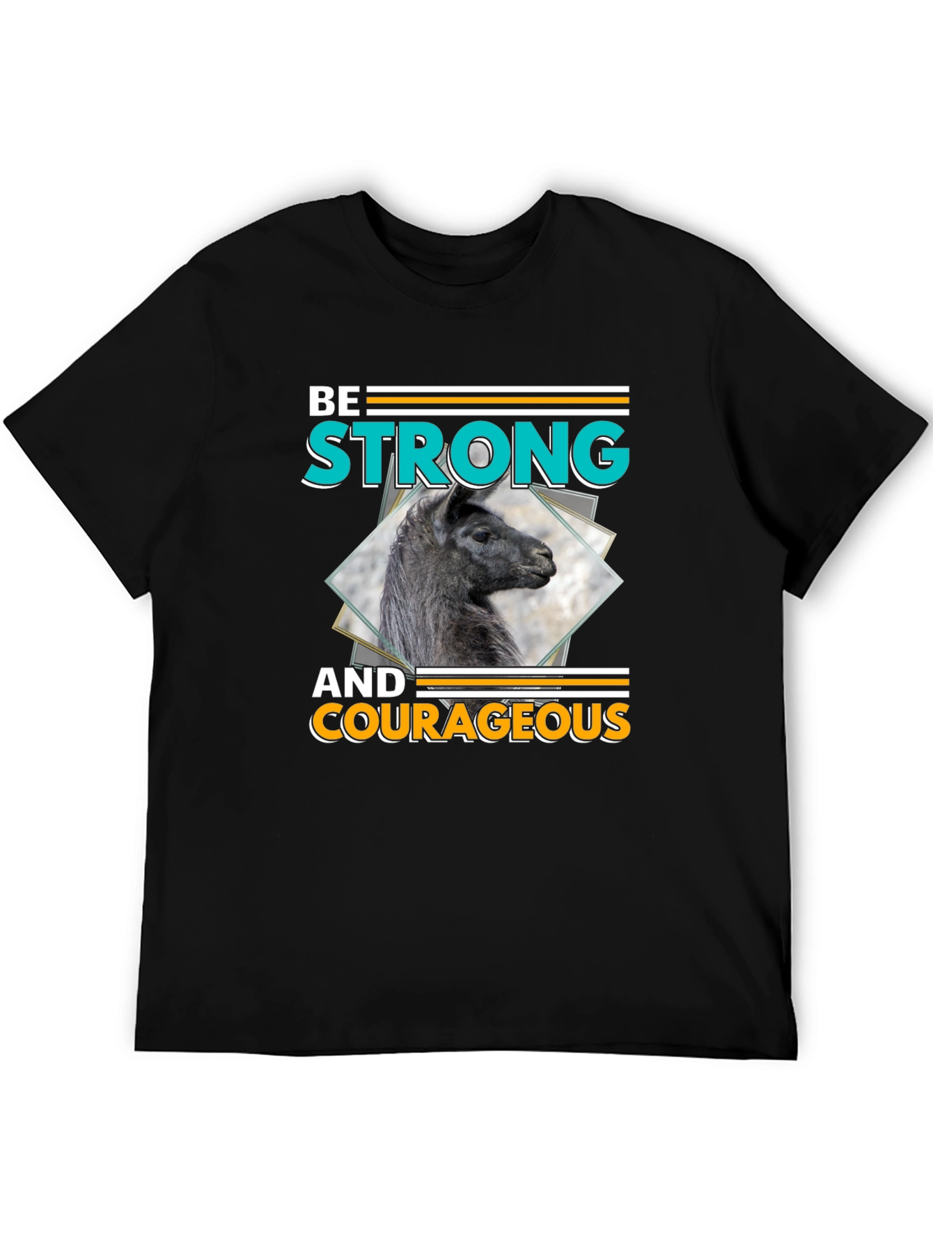 Black Be Strong & Courageous Llama Graphic T-Shirt view 5