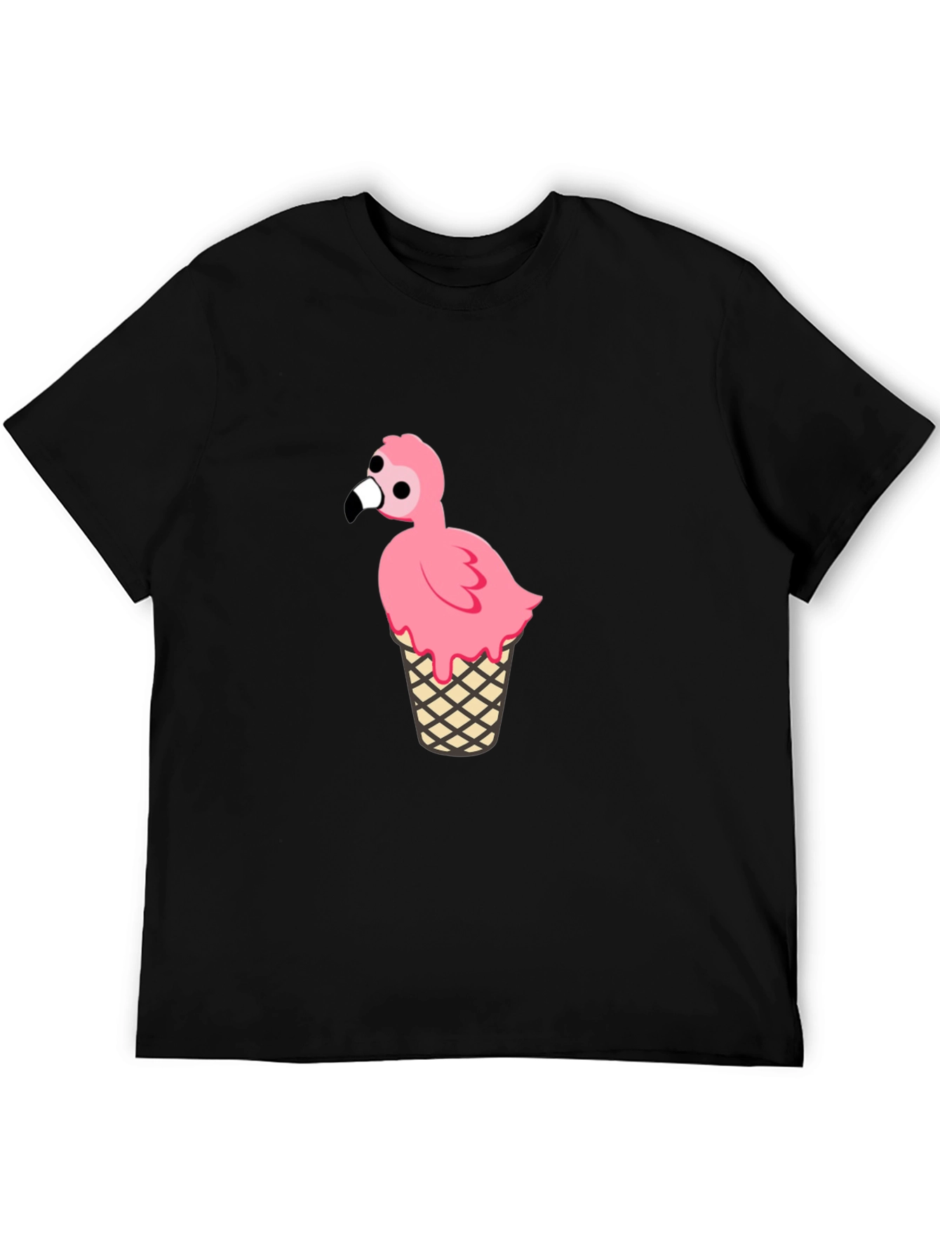 Black Flamingo Ice Cream Cone Graphic Tee view 5