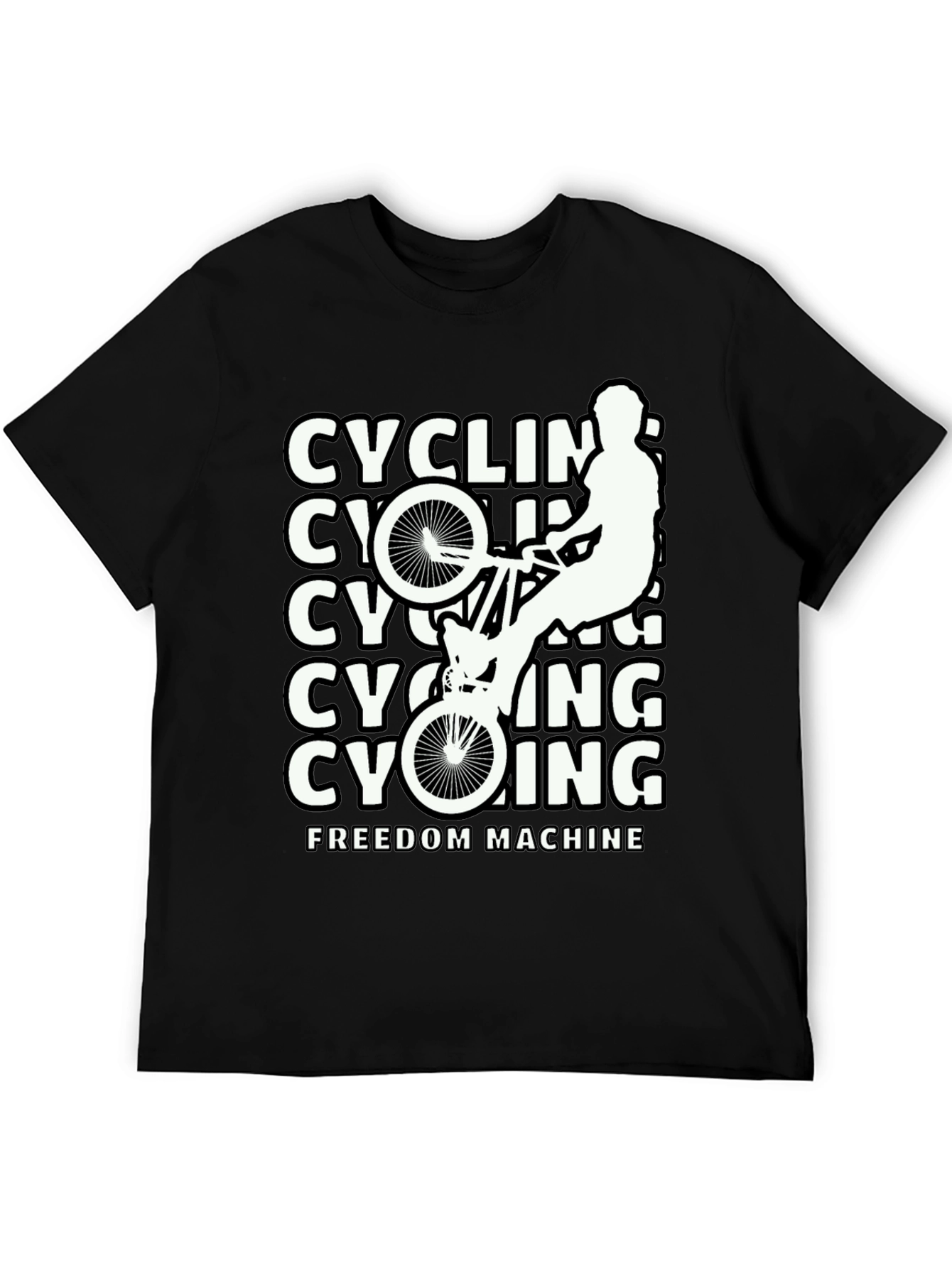 Black Cycling Freedom Machine Black T-Shirt view 5