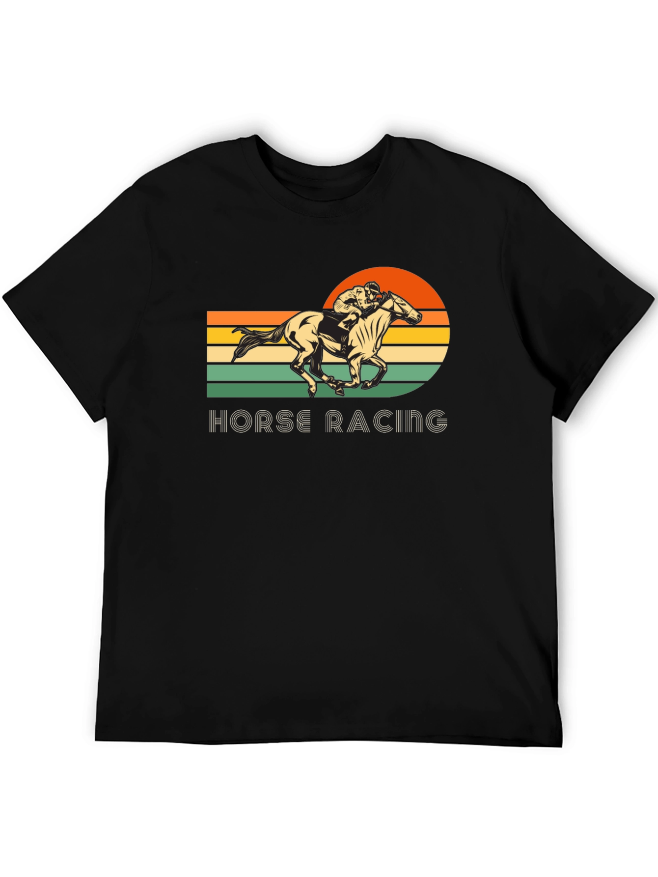 Black Vintage Horse Racing Graphic T-Shirt view 5