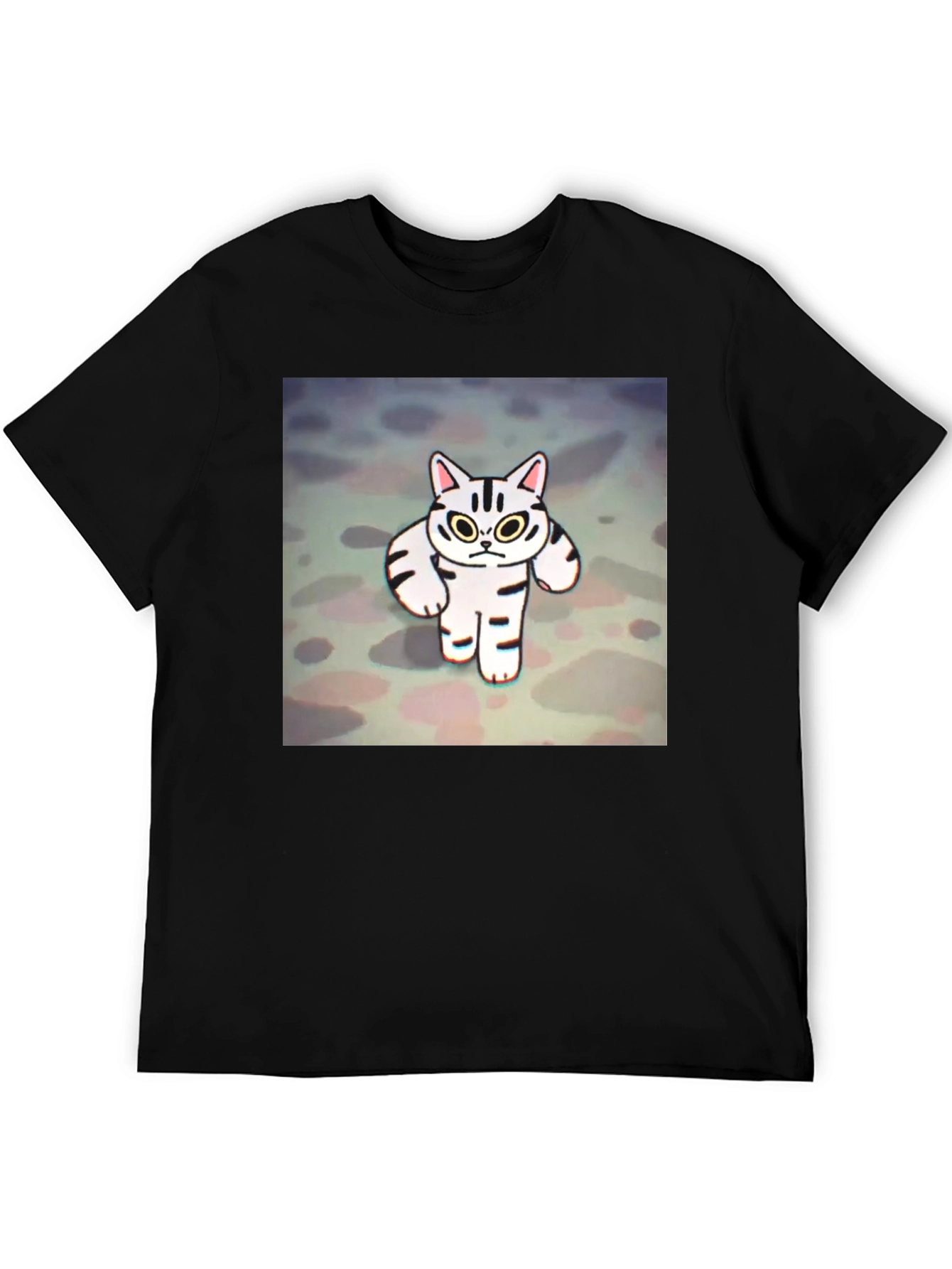 Black Funny Cat Graphic Tee - Black Cotton T-Shirt view 5