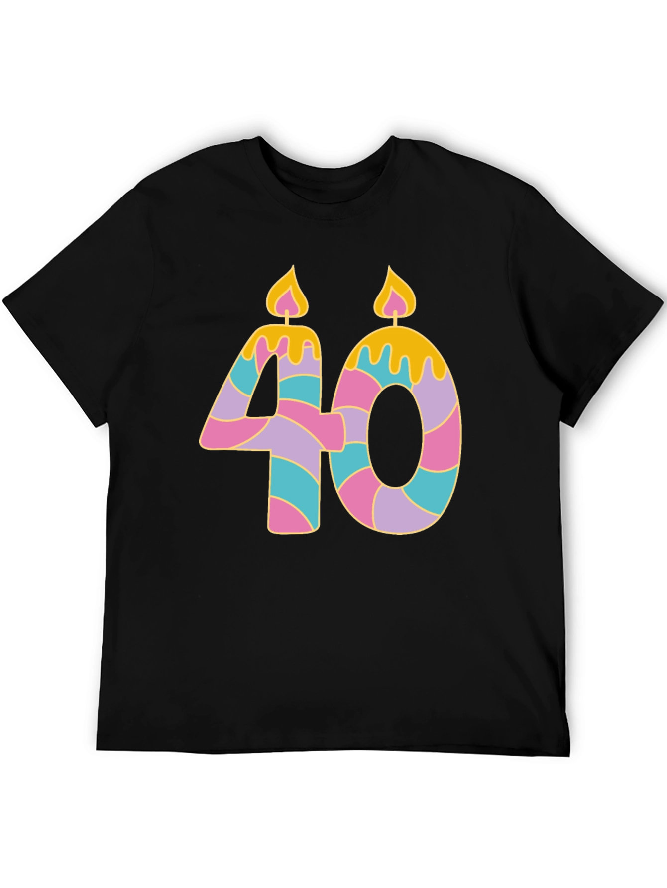 Black Novelty 40th Birthday Candle T-Shirt view 5