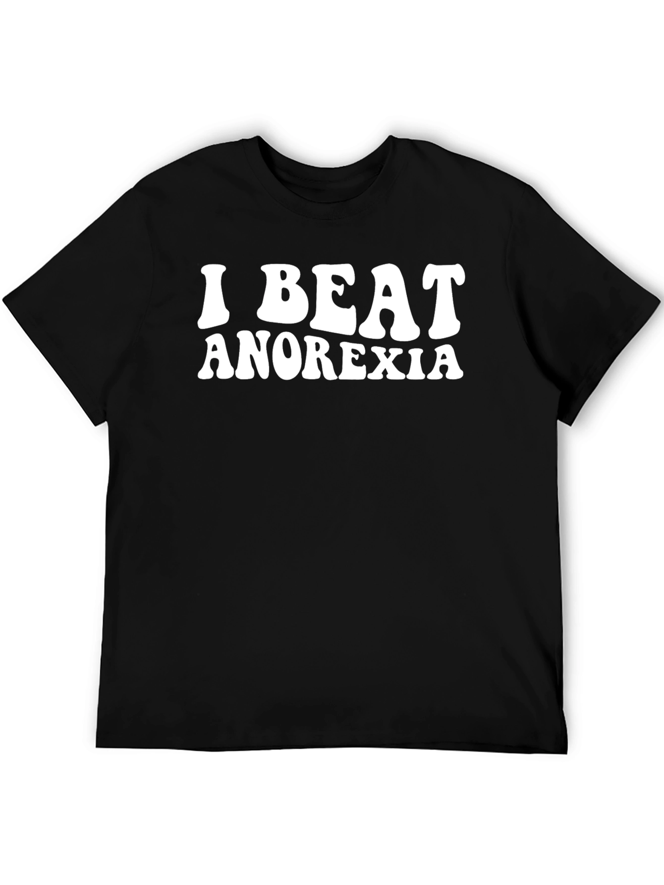Black I Beat Anorexia Black Cotton Graphic T-Shirt view 5