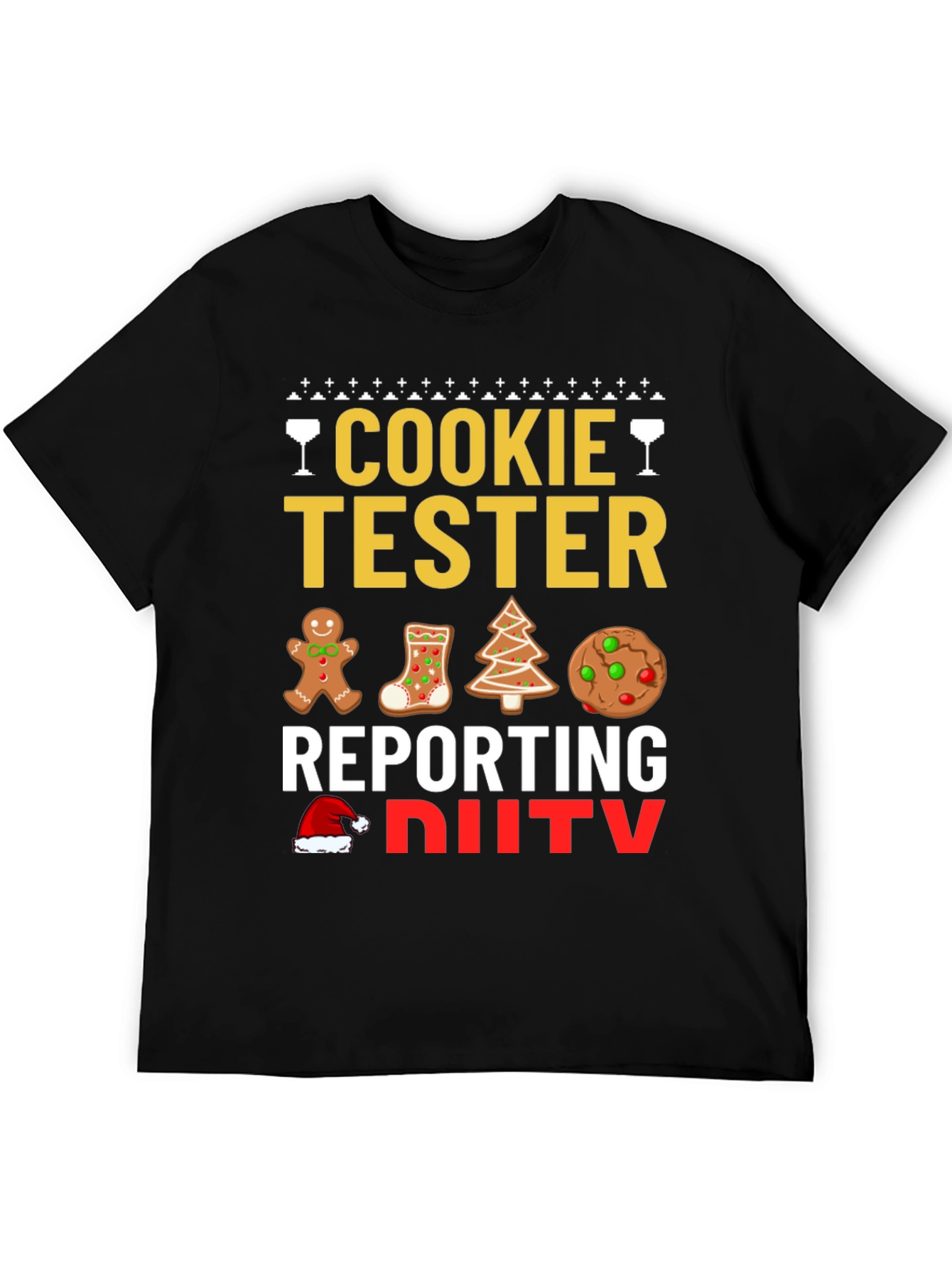 Black Cookie Tester Reporting for Duty Christmas T-Shirt view 5