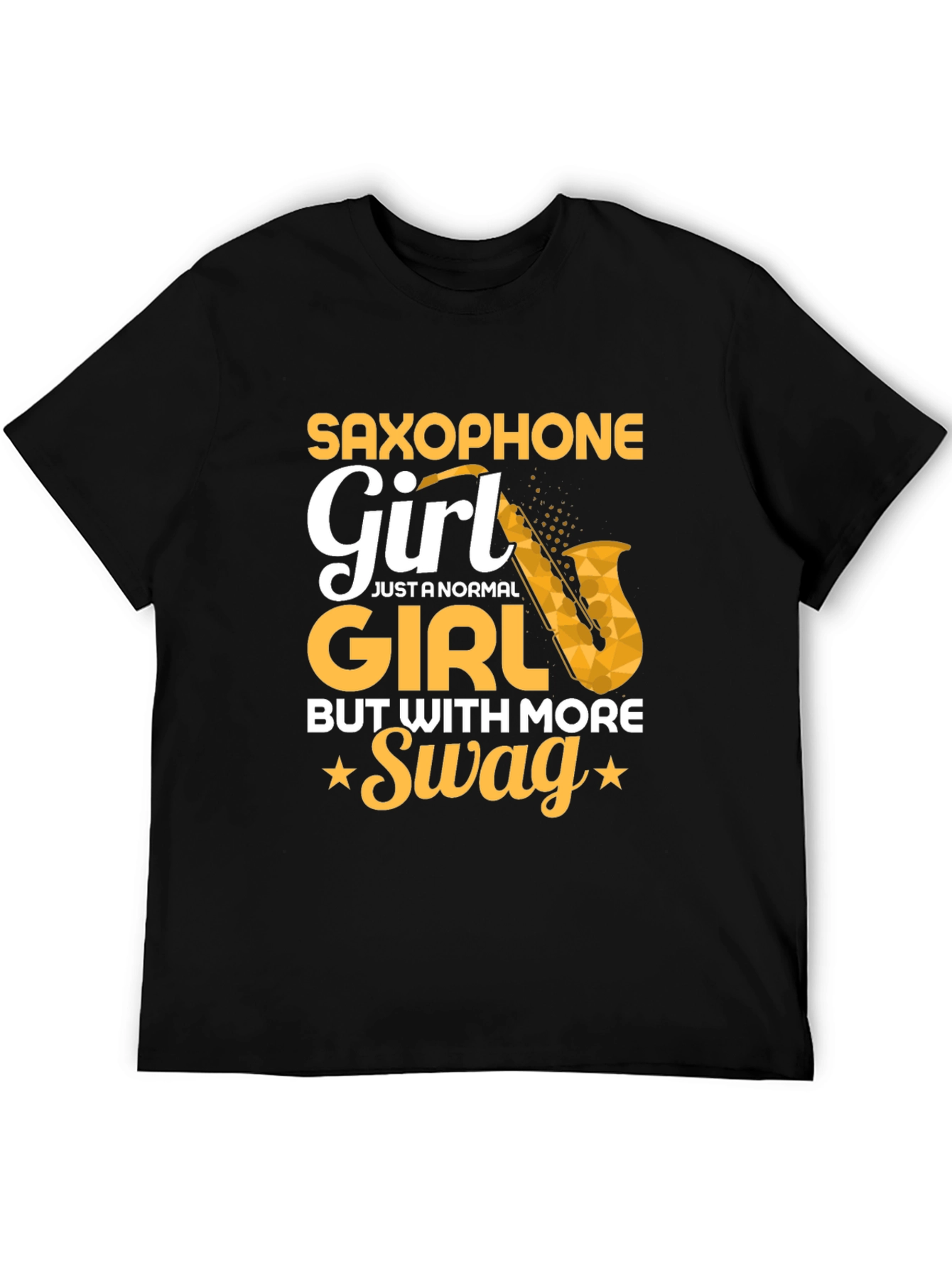 Black Saxophone Girl T-Shirt - Swag Musician Tee view 5