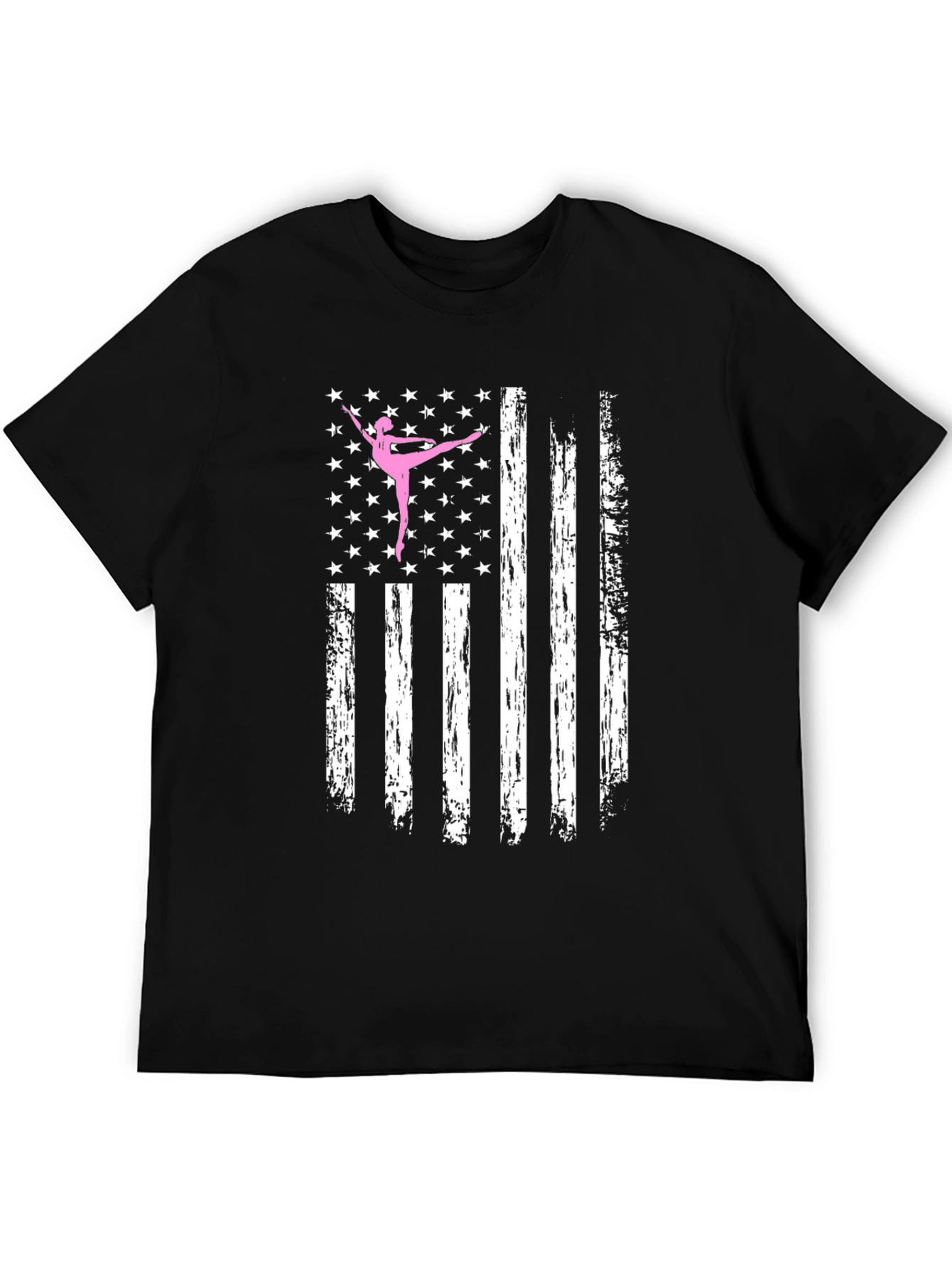 Black Ballet Dancer American Flag Black T-Shirt view 5
