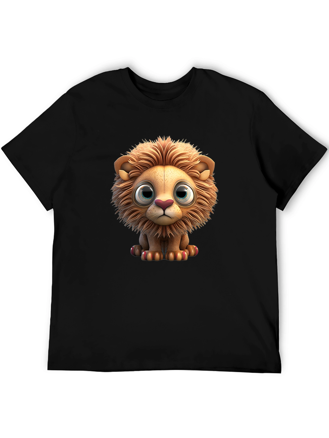 Black Cute Lion Graphic T-Shirt view 5