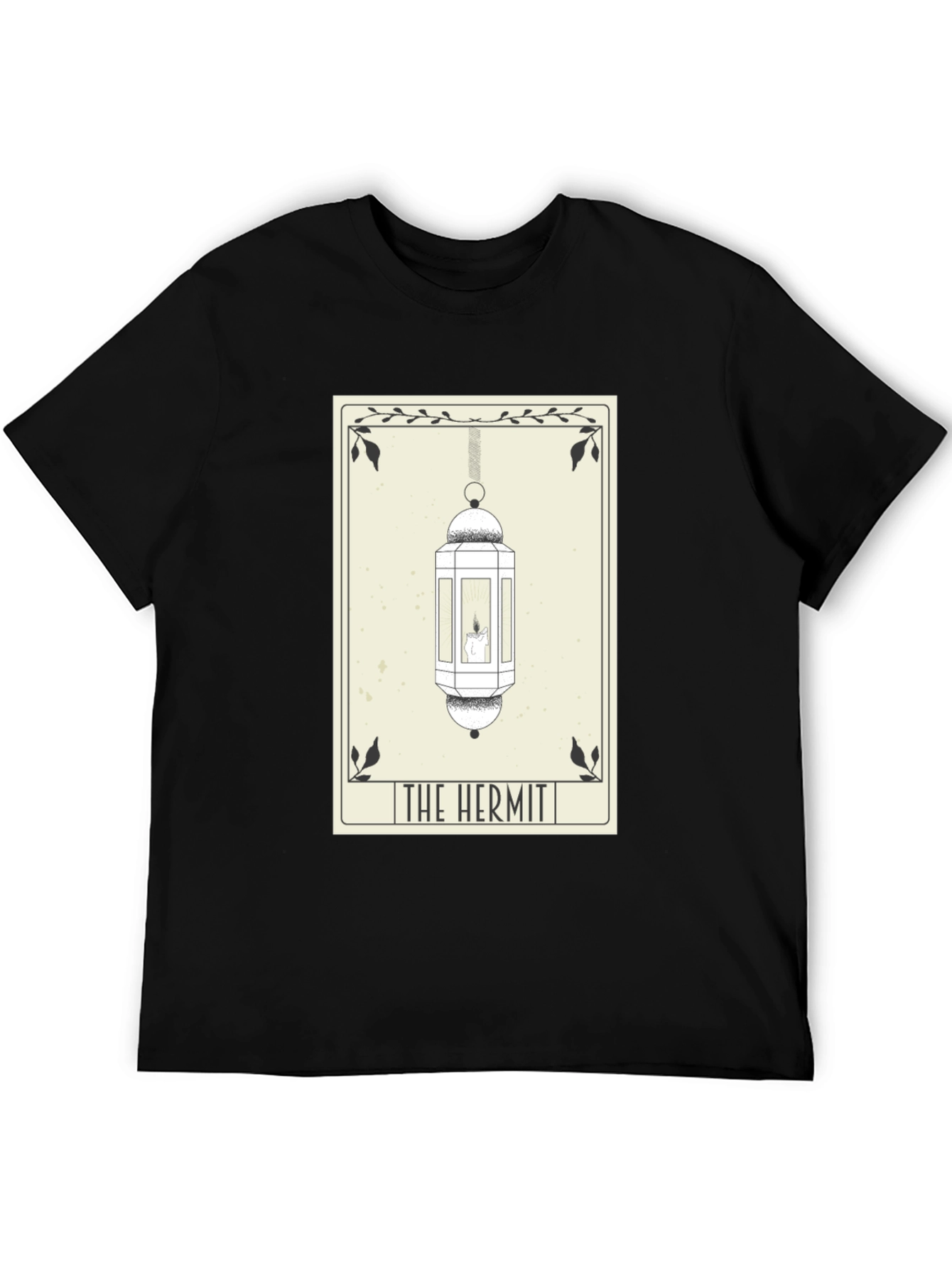 Black The Hermit Tarot Card T-Shirt - Occult Design view 5