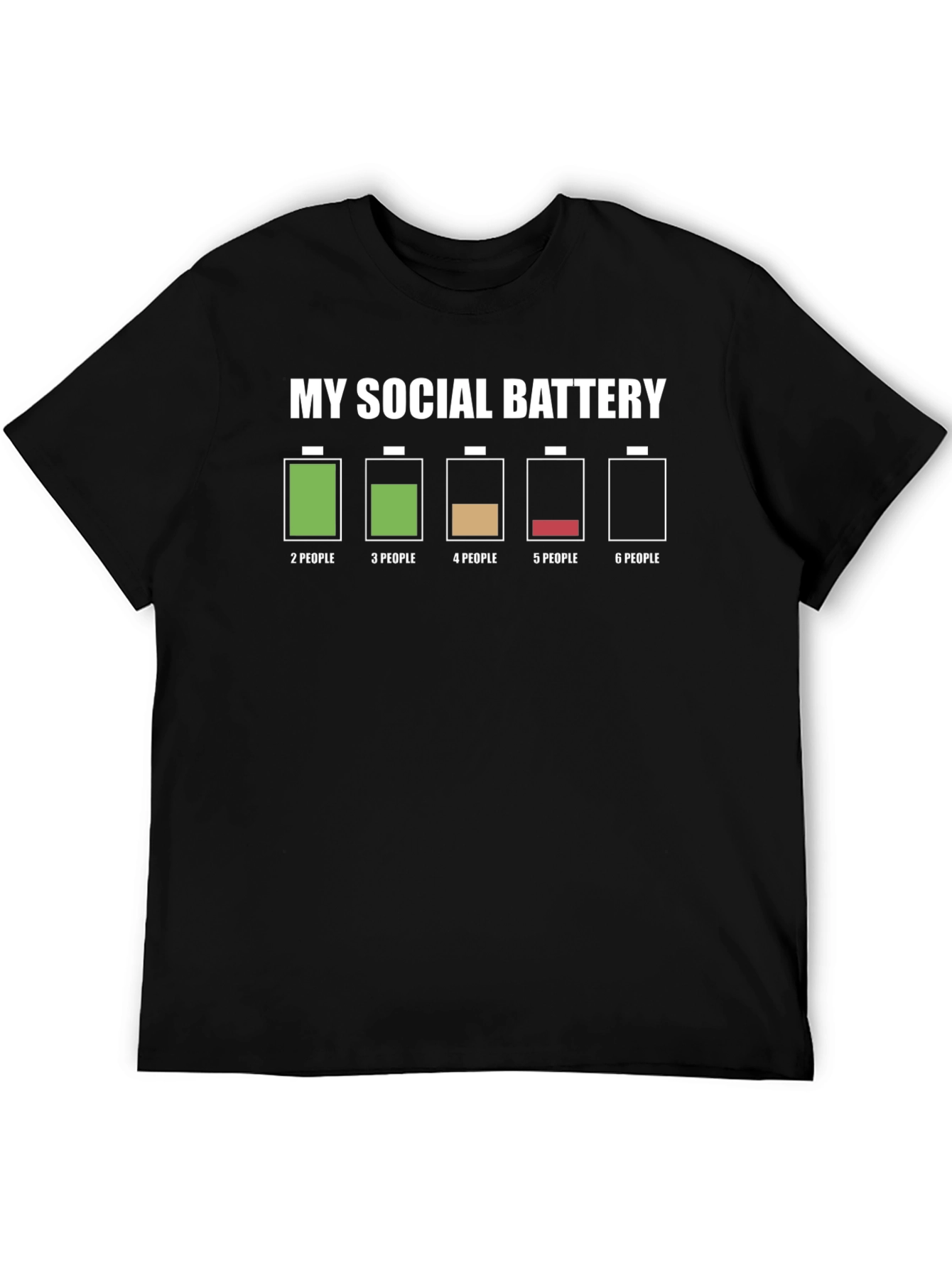 Black My Social Battery Graphic T-Shirt - Introvert Humor Tee view 5