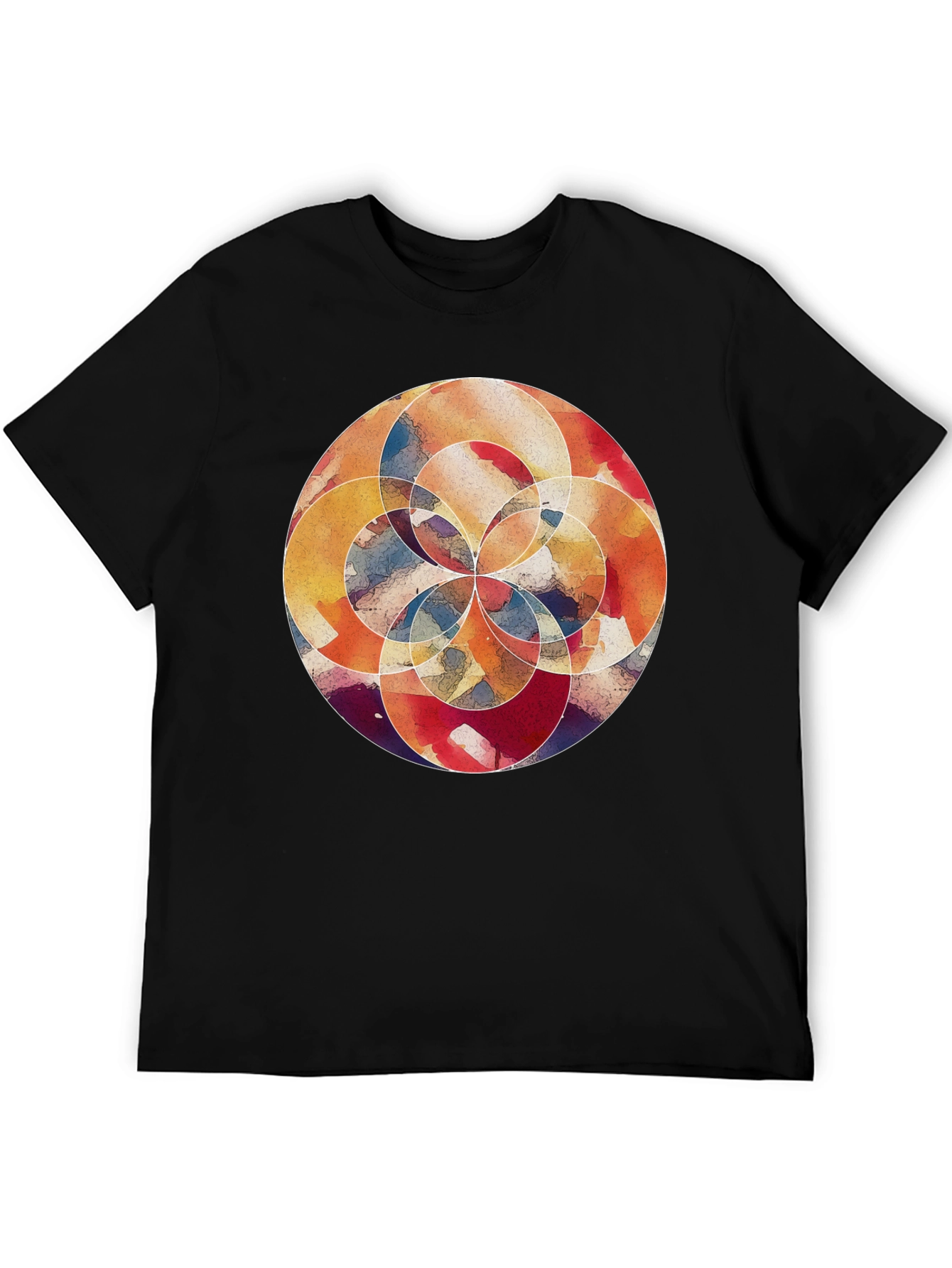 Black Abstract Watercolor Circle Graphic T-Shirt view 5