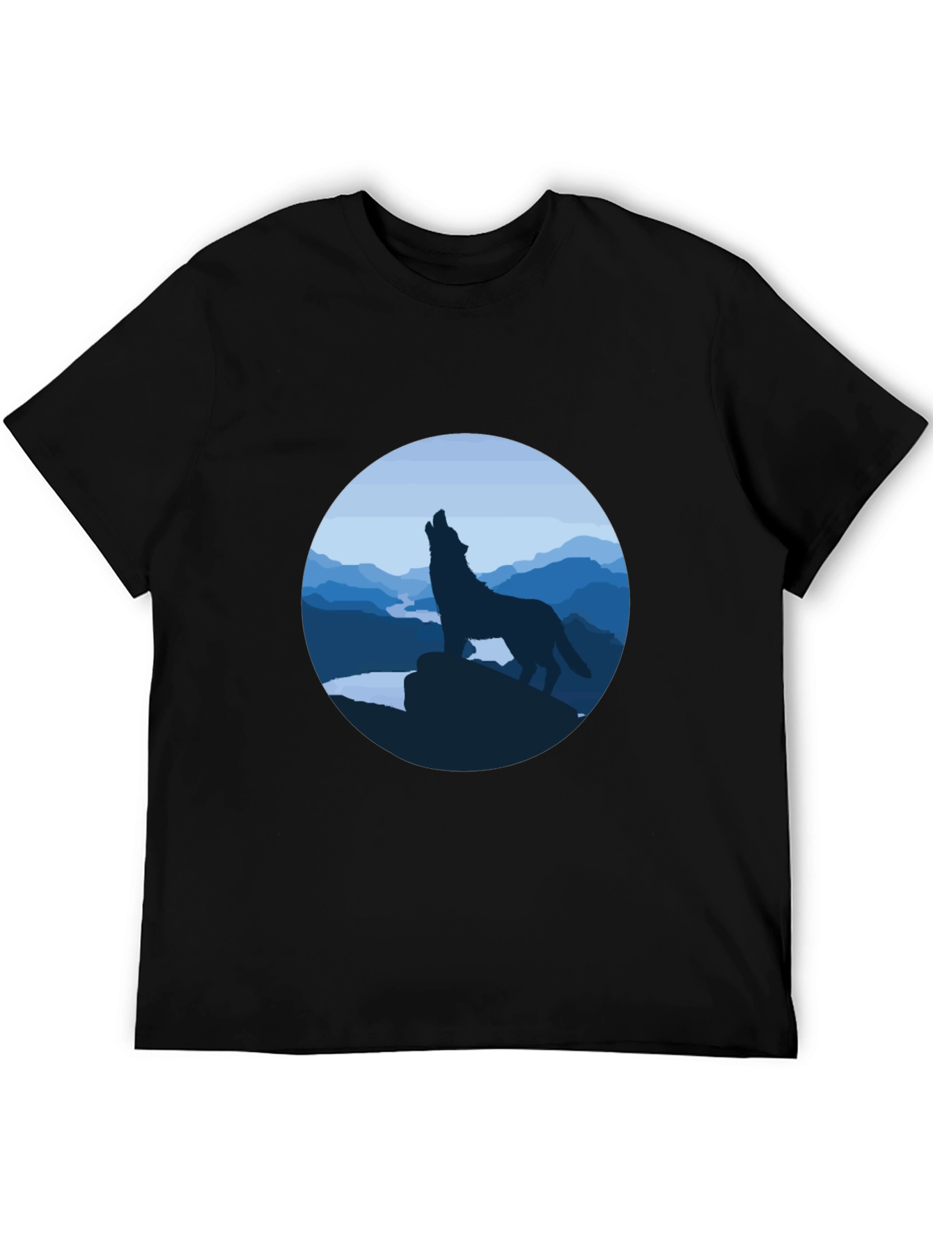 Black Wolf Howling Graphic Tee - Black view 5