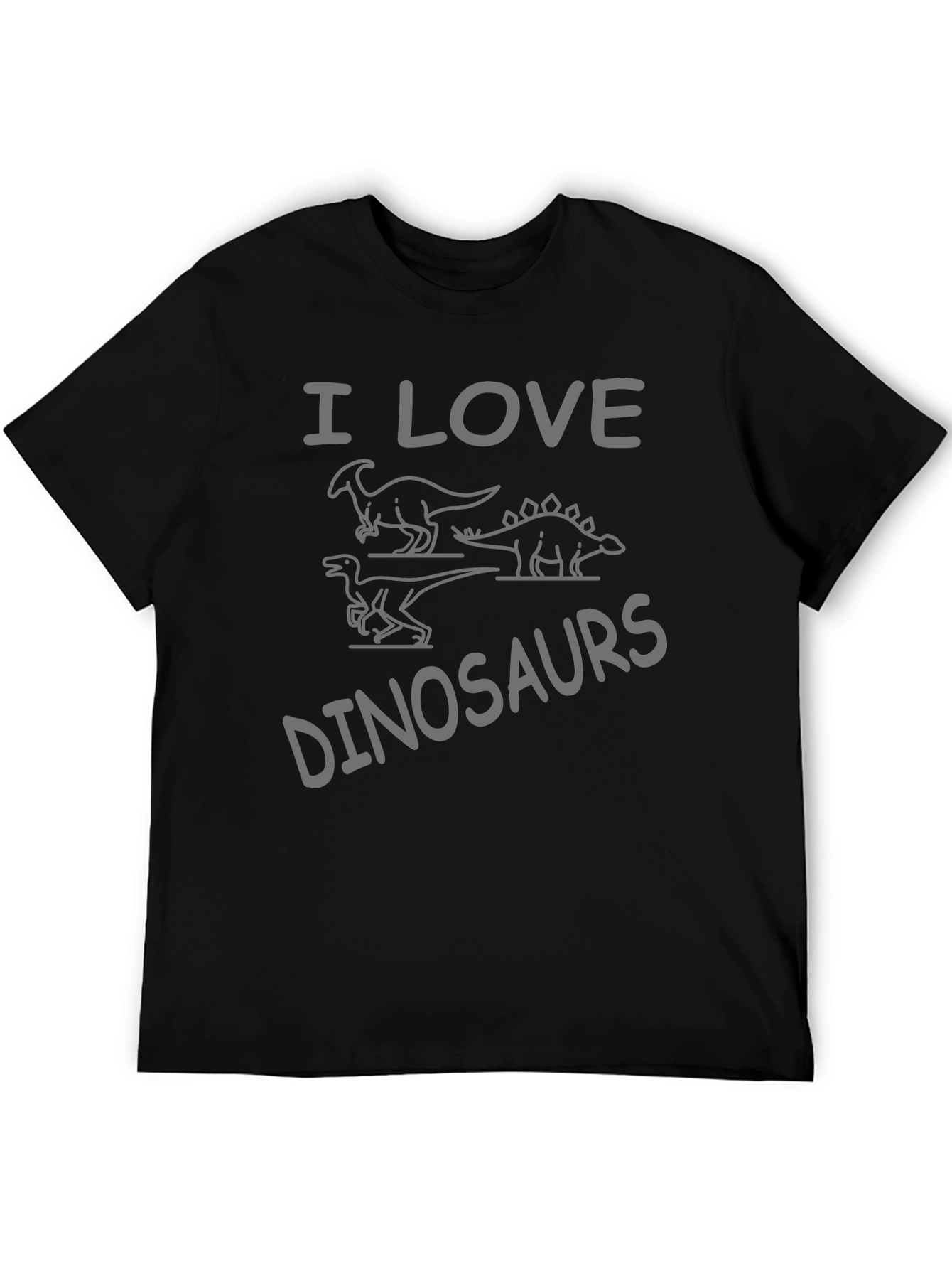 Black I Love Dinosaurs T-Shirt - Unisex Crew Neck Tee view 5