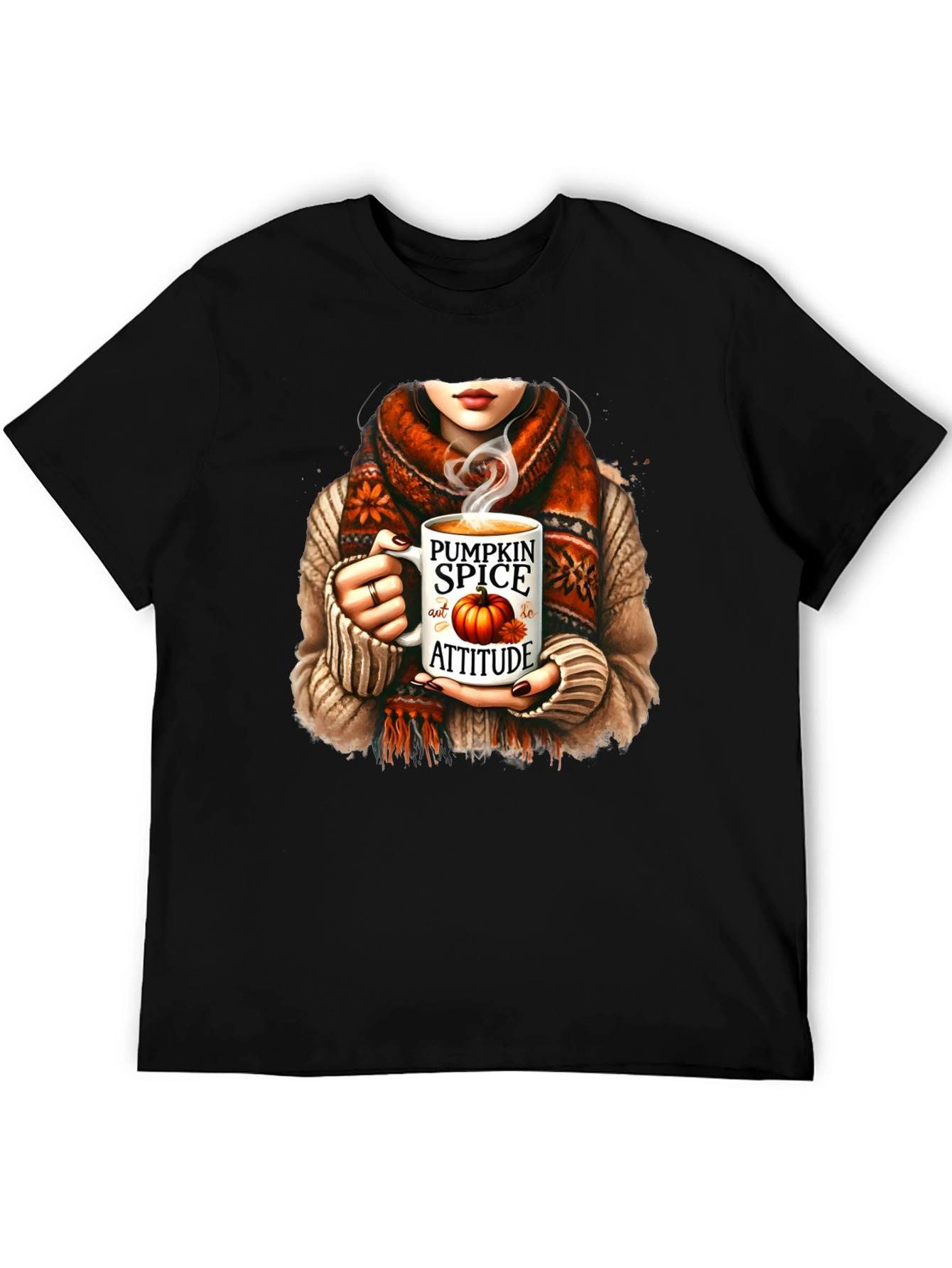 Black Pumpkin Spice Attitude T-Shirt Fall Graphic Tee view 5
