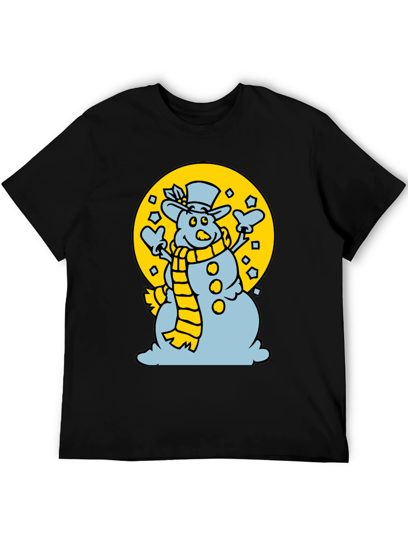 Black Snowman T-Shirt: Festive Holiday Apparel view 5