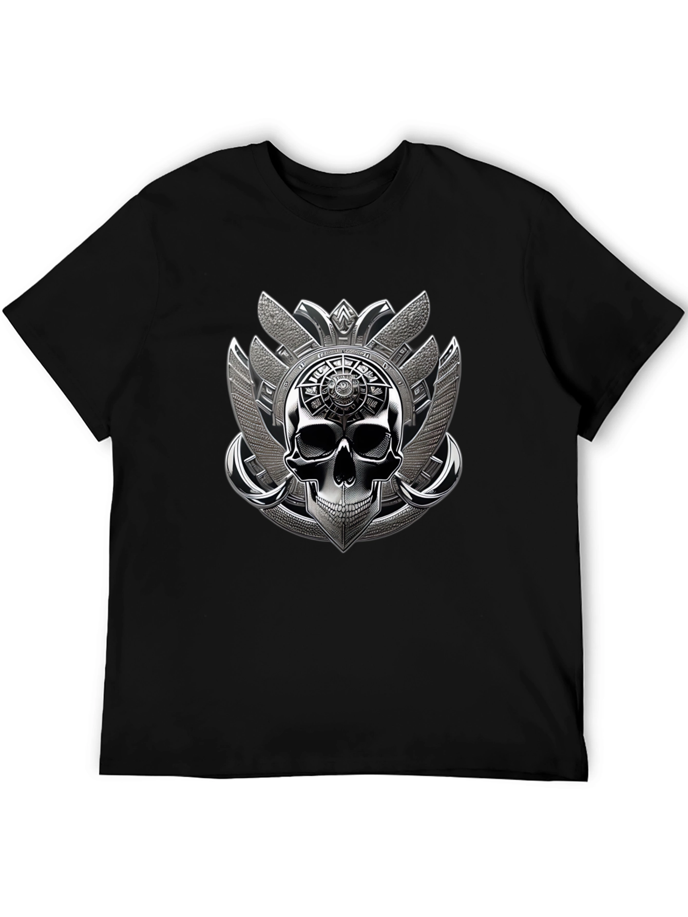 Black Skull Emblem Graphic Tee - Black view 5