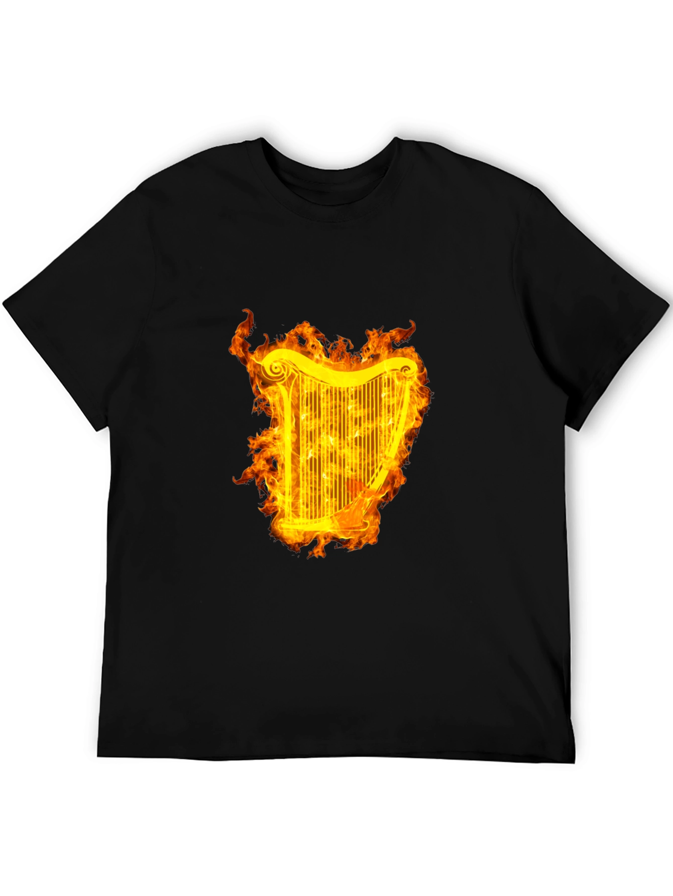 Fiery Harp Graphic Tee - Black Cotton Comfort - 5