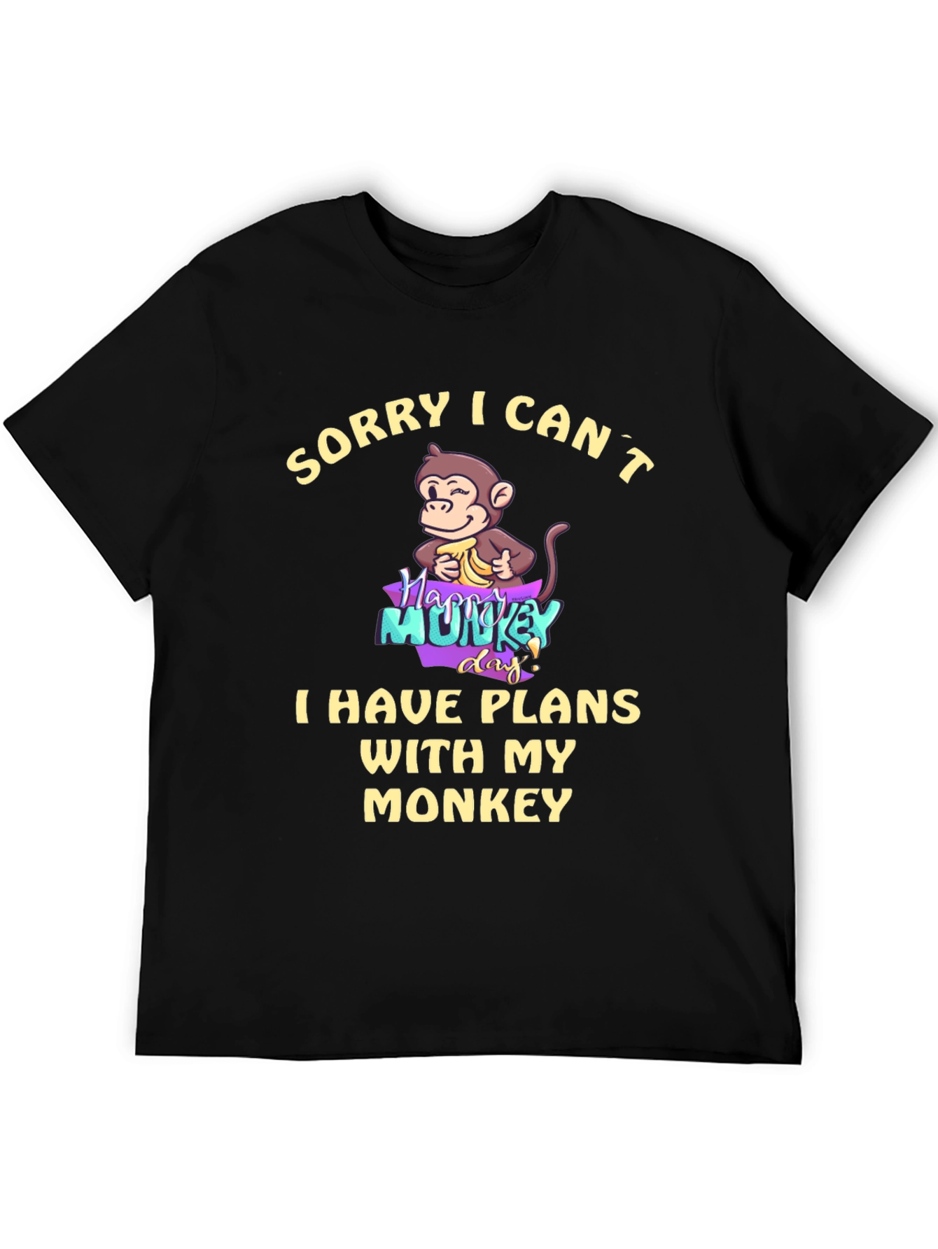 Black Funny Monkey Plans T-Shirt - Soft Cotton Blend view 5