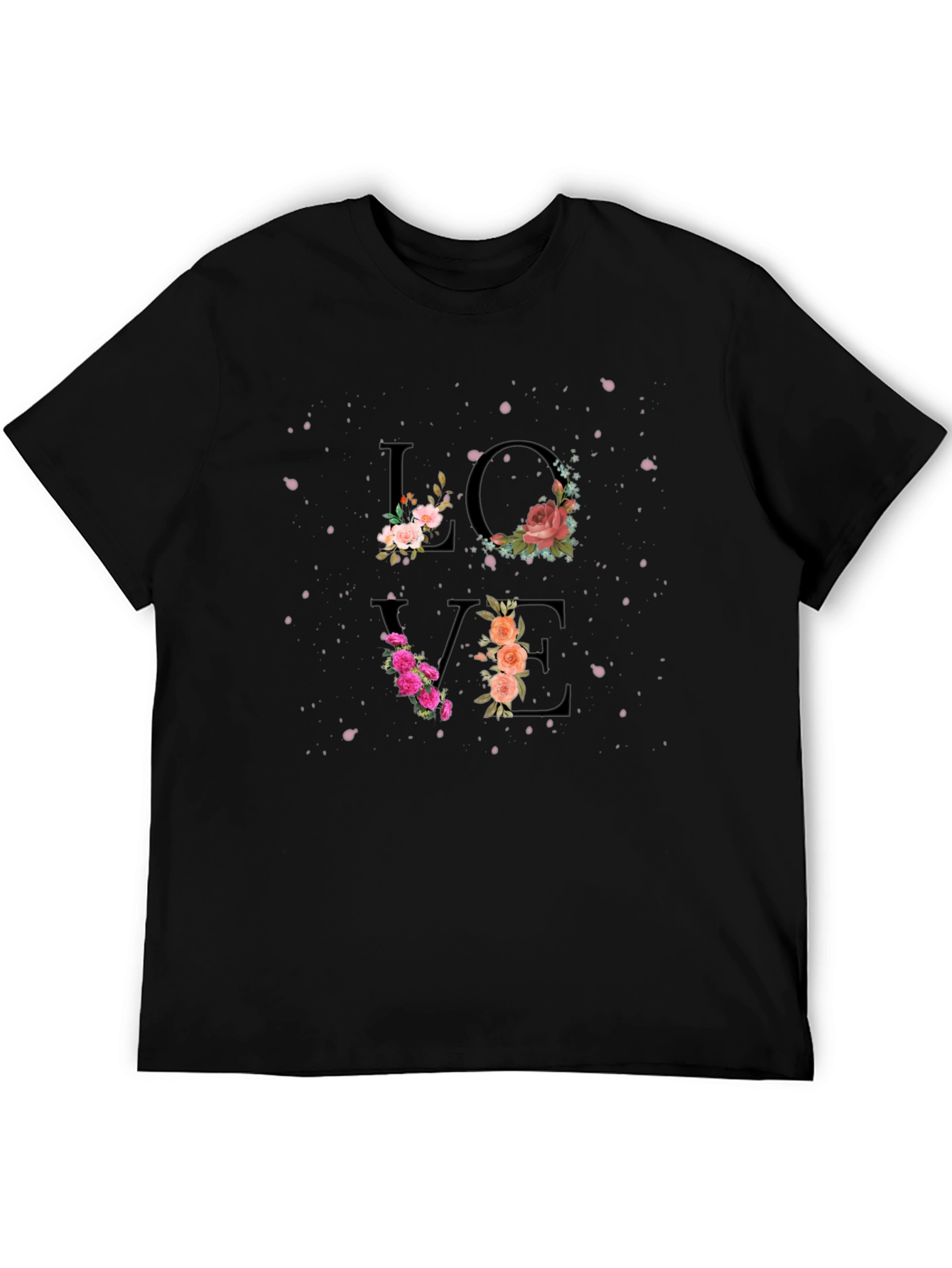 Black Floral Love Graphic Tee - Stylish Black T-Shirt view 5
