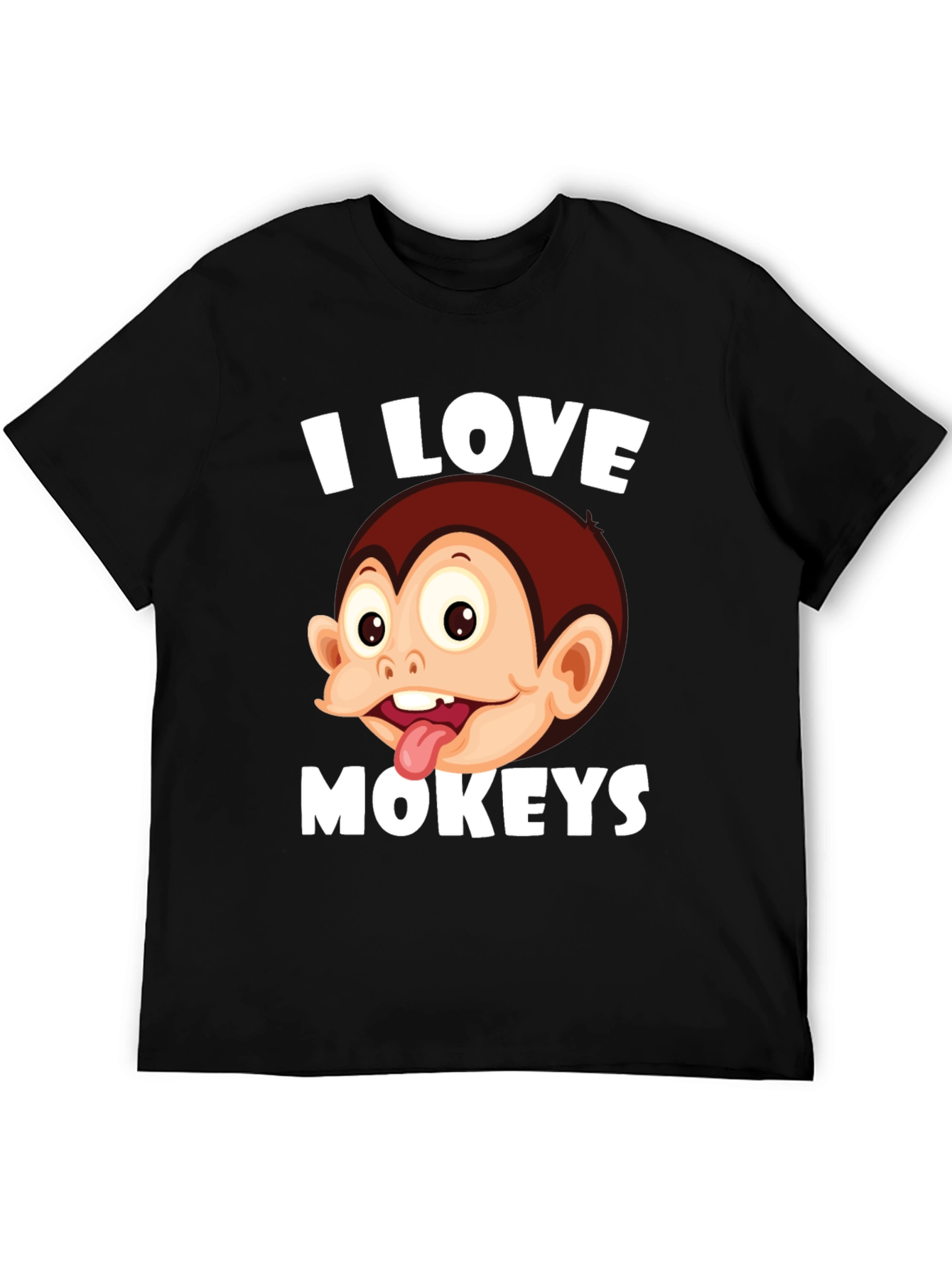 Black I Love Monkeys Graphic Tee - Novelty Design view 5