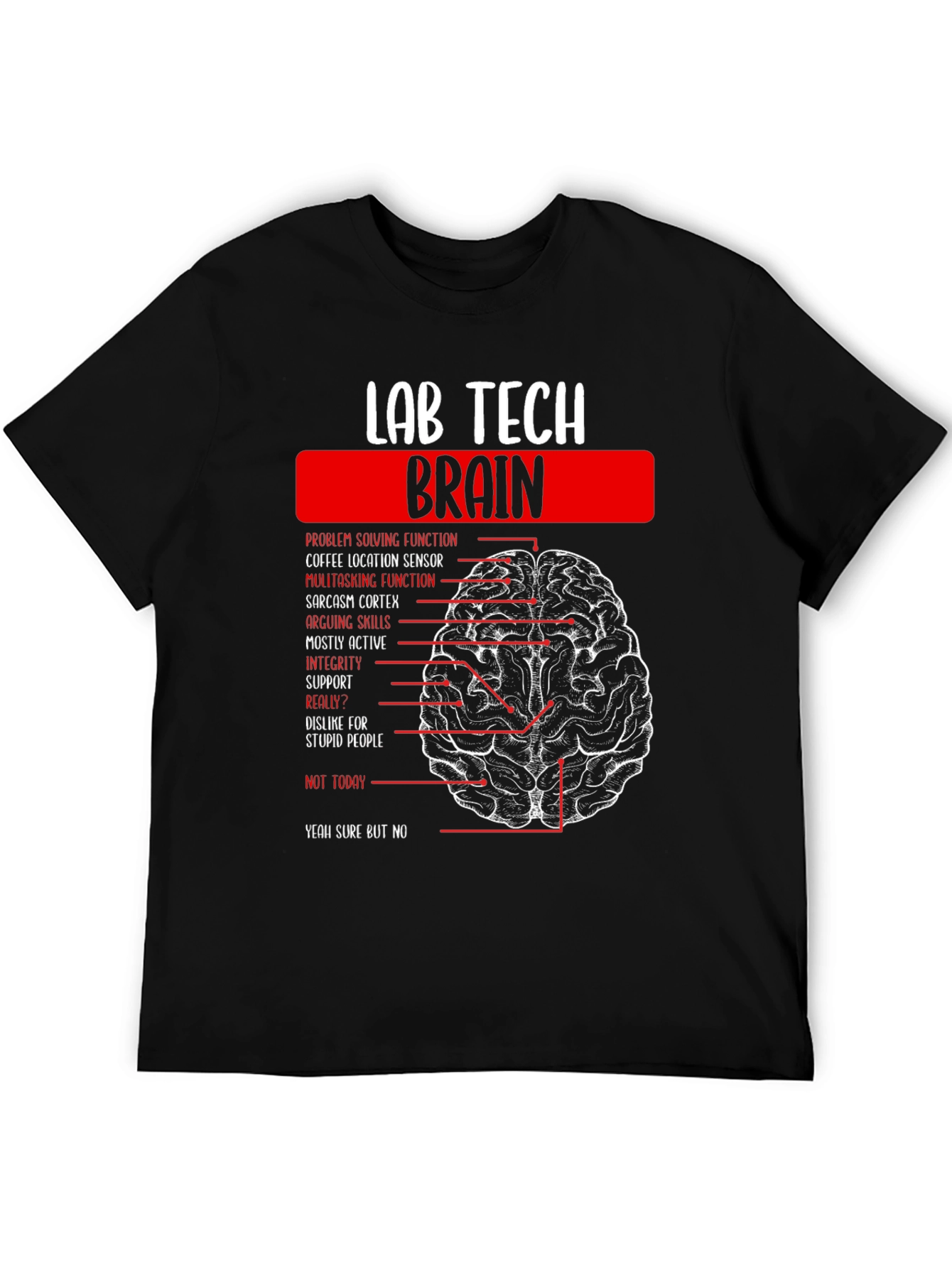 Black Lab Tech Brain Anatomy Graphic Tee -  Black view 5