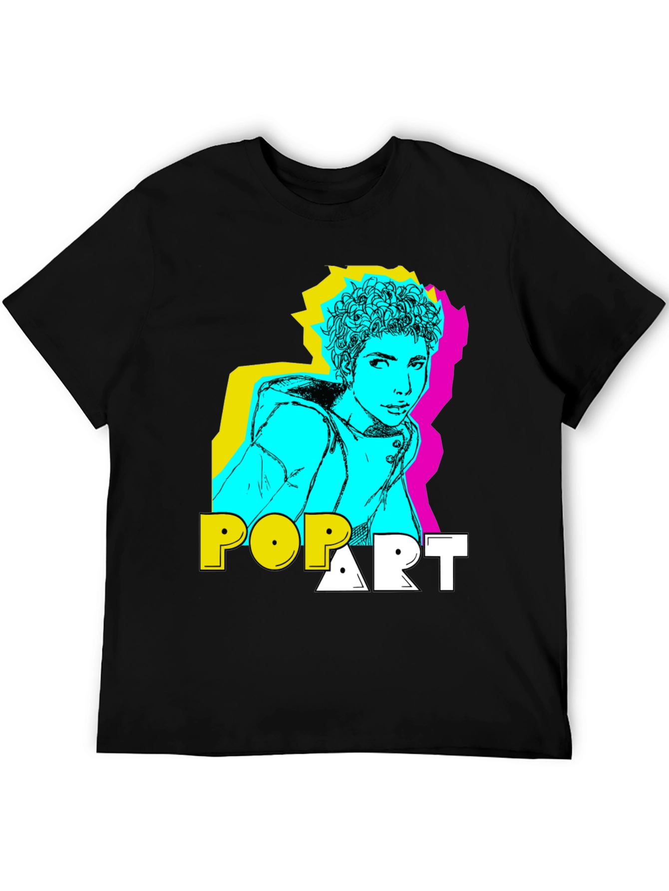 Black Pop Art Style Graphic T-Shirt view 5