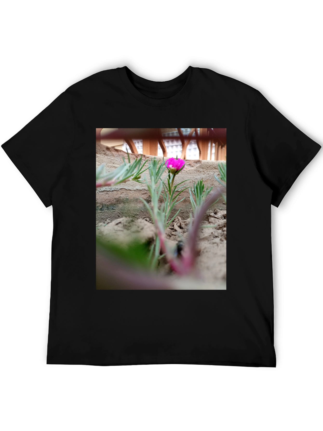 Black Unique Flower Print Black T-Shirt view 5